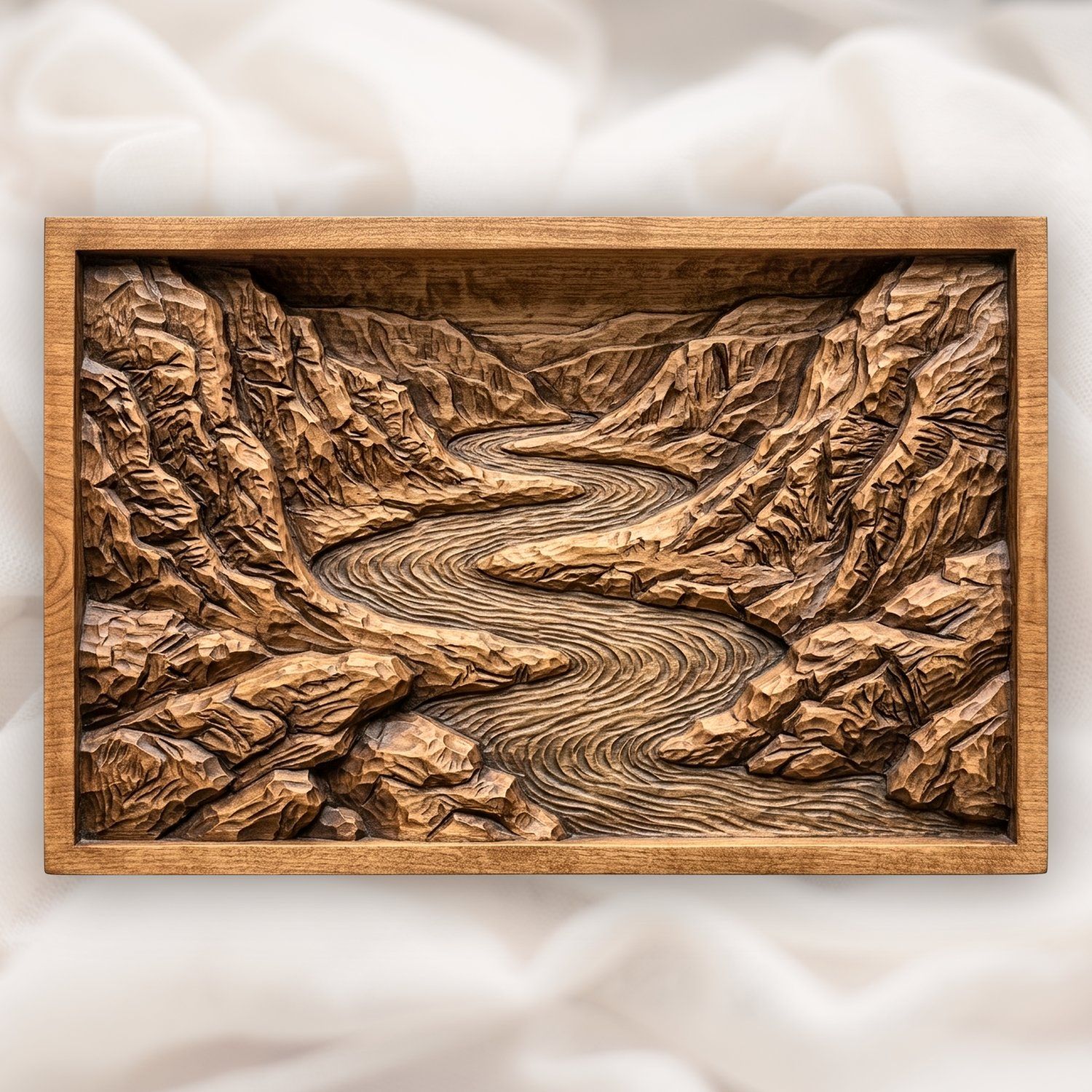 Winding River Valley Landscape CNC Relief STL bas-relief STL design