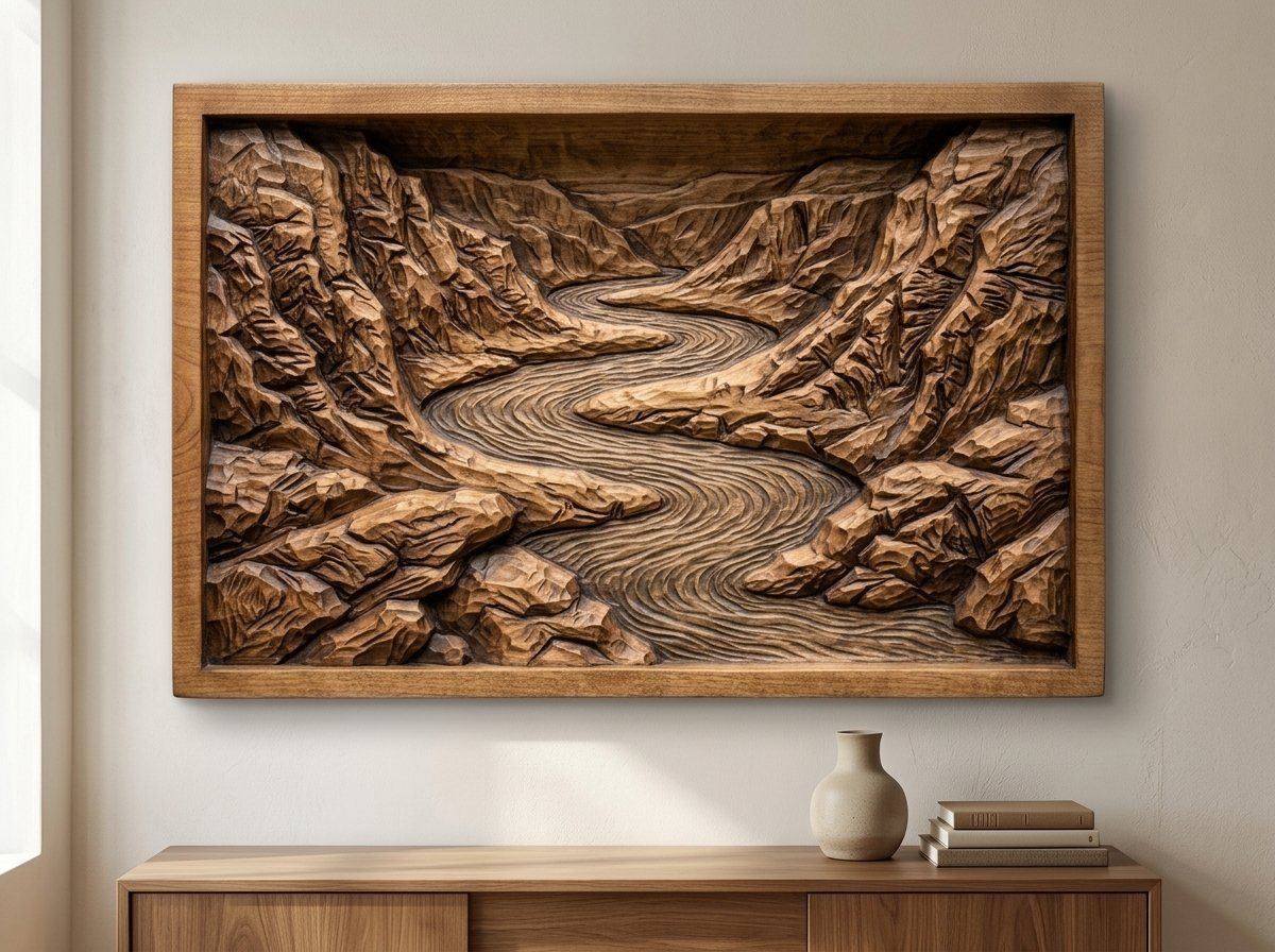 Winding River Valley Landscape CNC Relief STL bas-relief STL — view 12