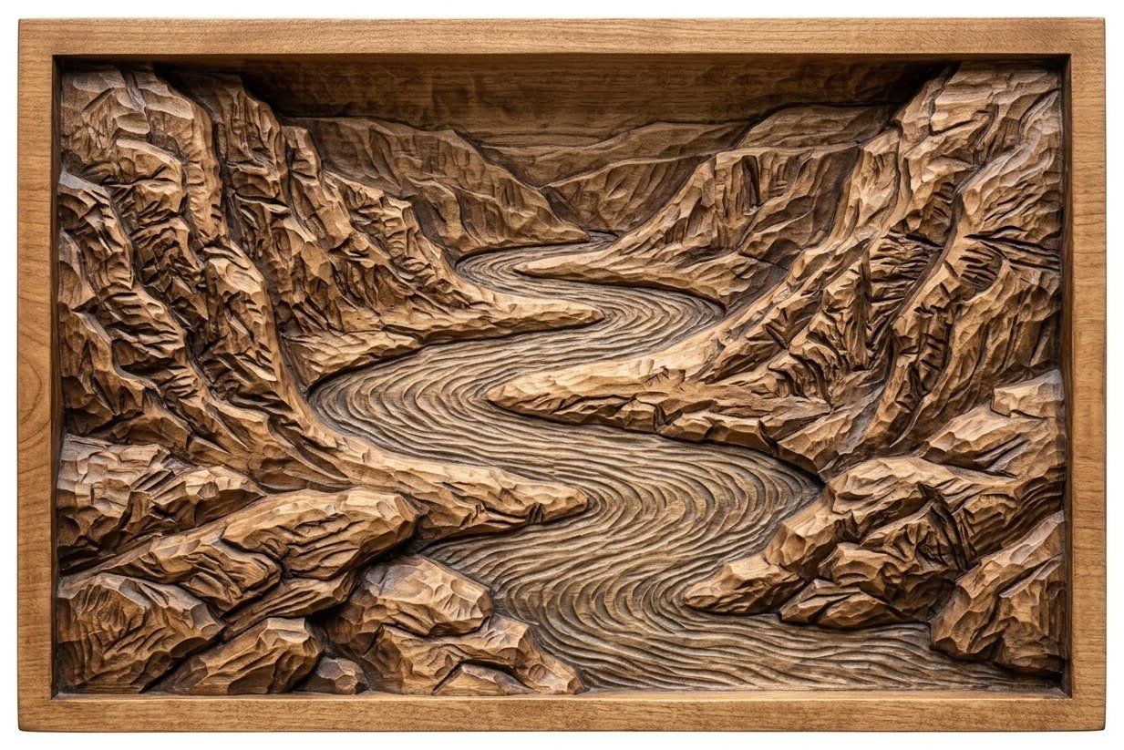 Winding River Valley Landscape CNC Relief STL bas-relief STL — view 14
