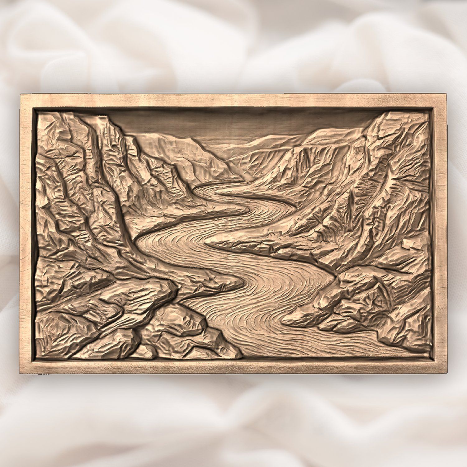 Winding River Valley Landscape CNC Relief STL bas-relief STL — view 4
