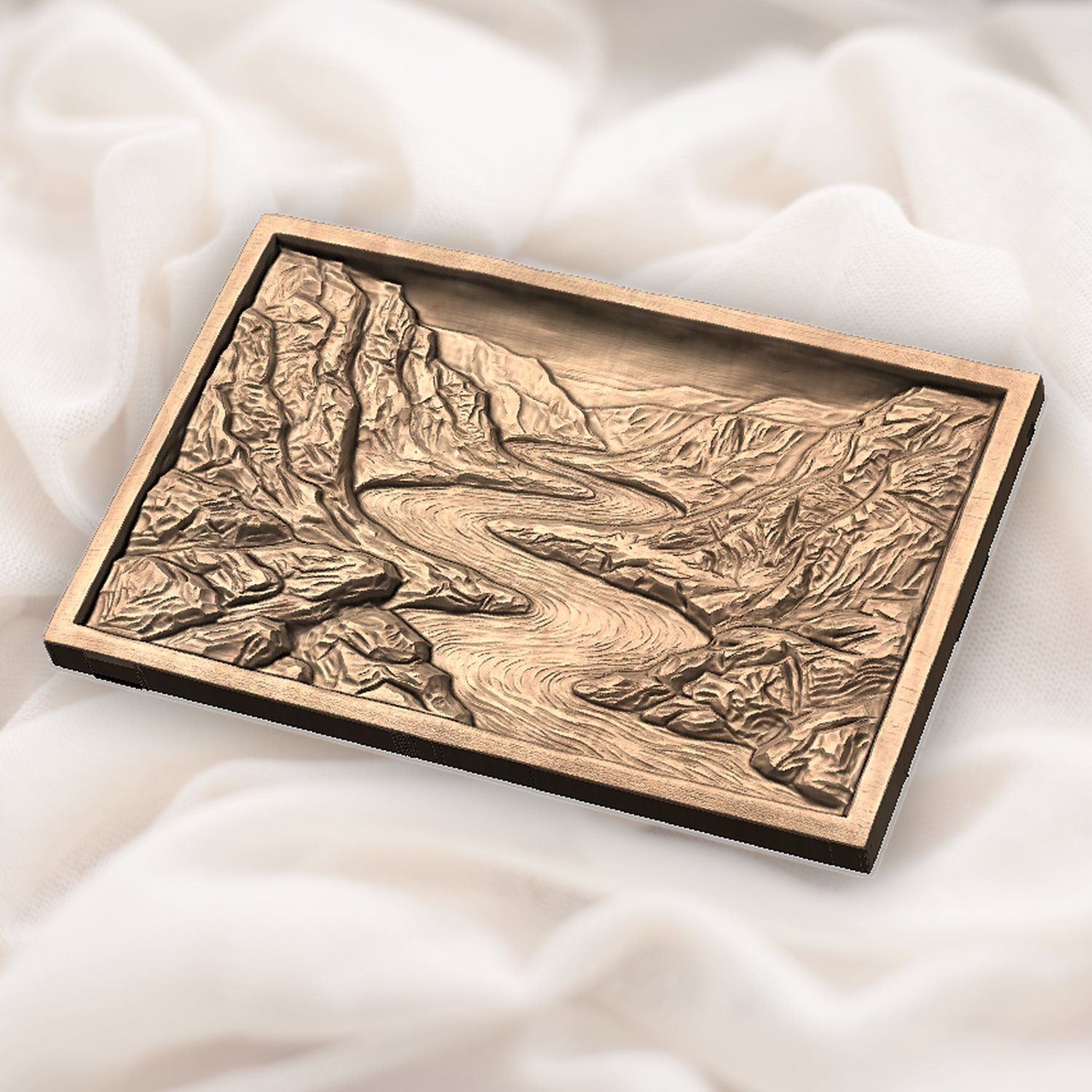 Winding River Valley Landscape CNC Relief STL bas-relief STL — view 5