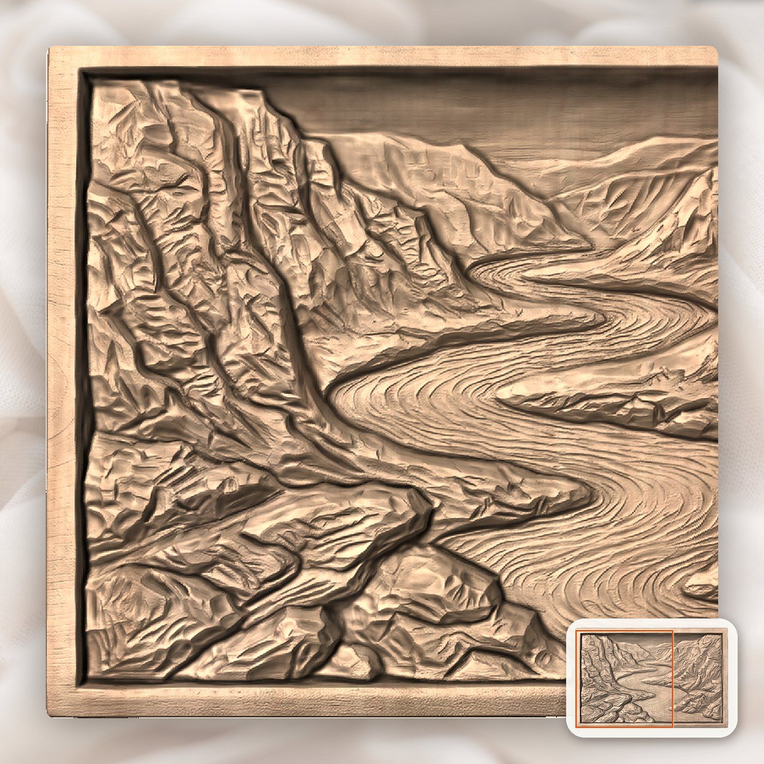 Winding River Valley Landscape CNC Relief STL bas-relief STL — view 7