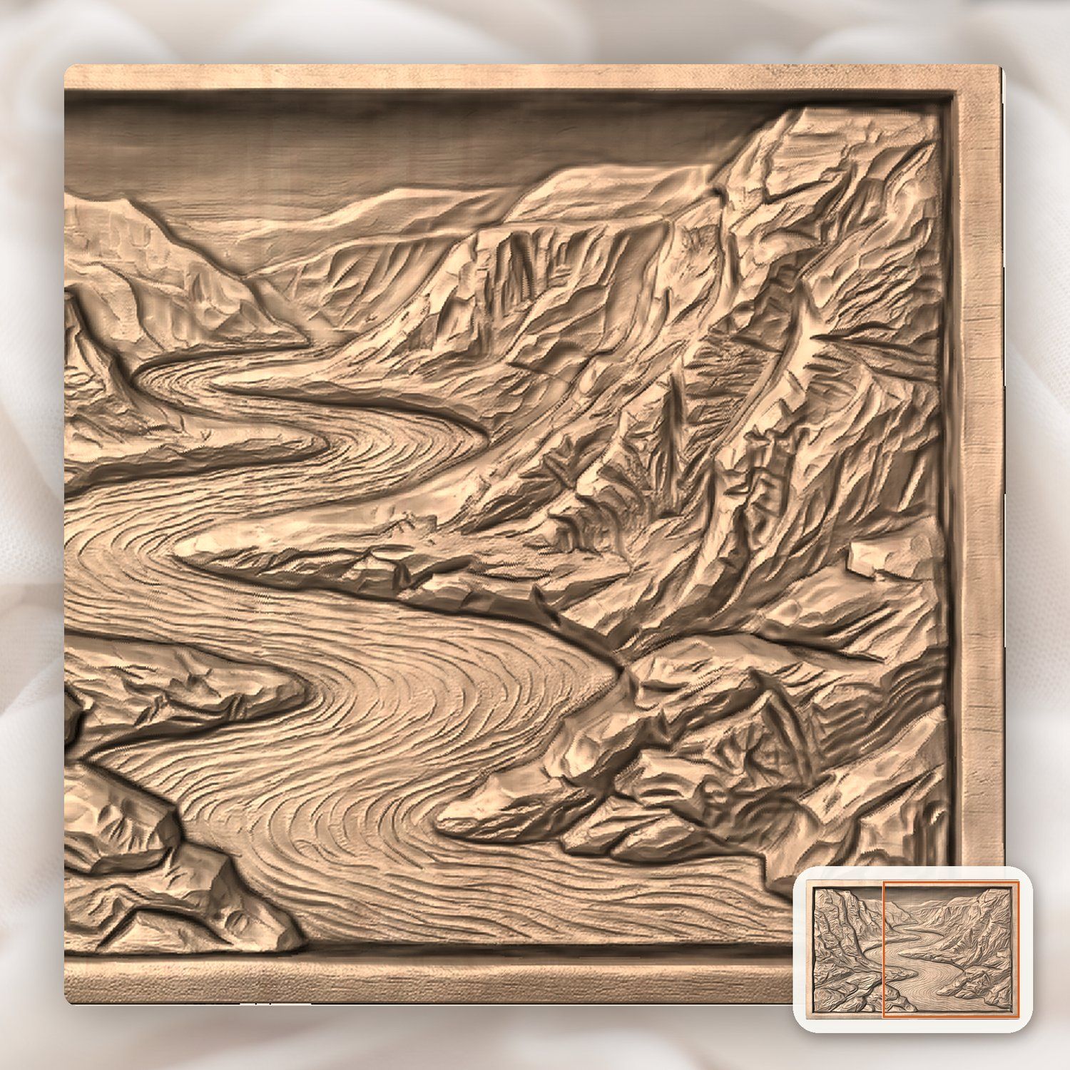 Winding River Valley Landscape CNC Relief STL bas-relief STL — view 8