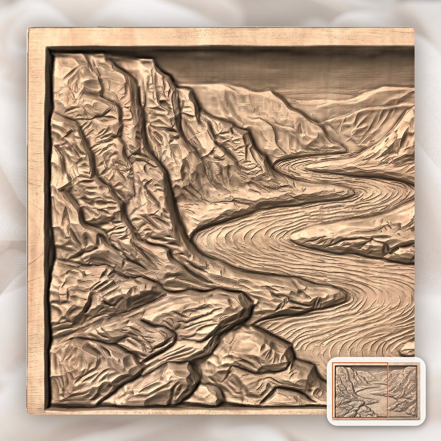 Winding River Valley Landscape CNC Relief STL bas-relief STL — view 9
