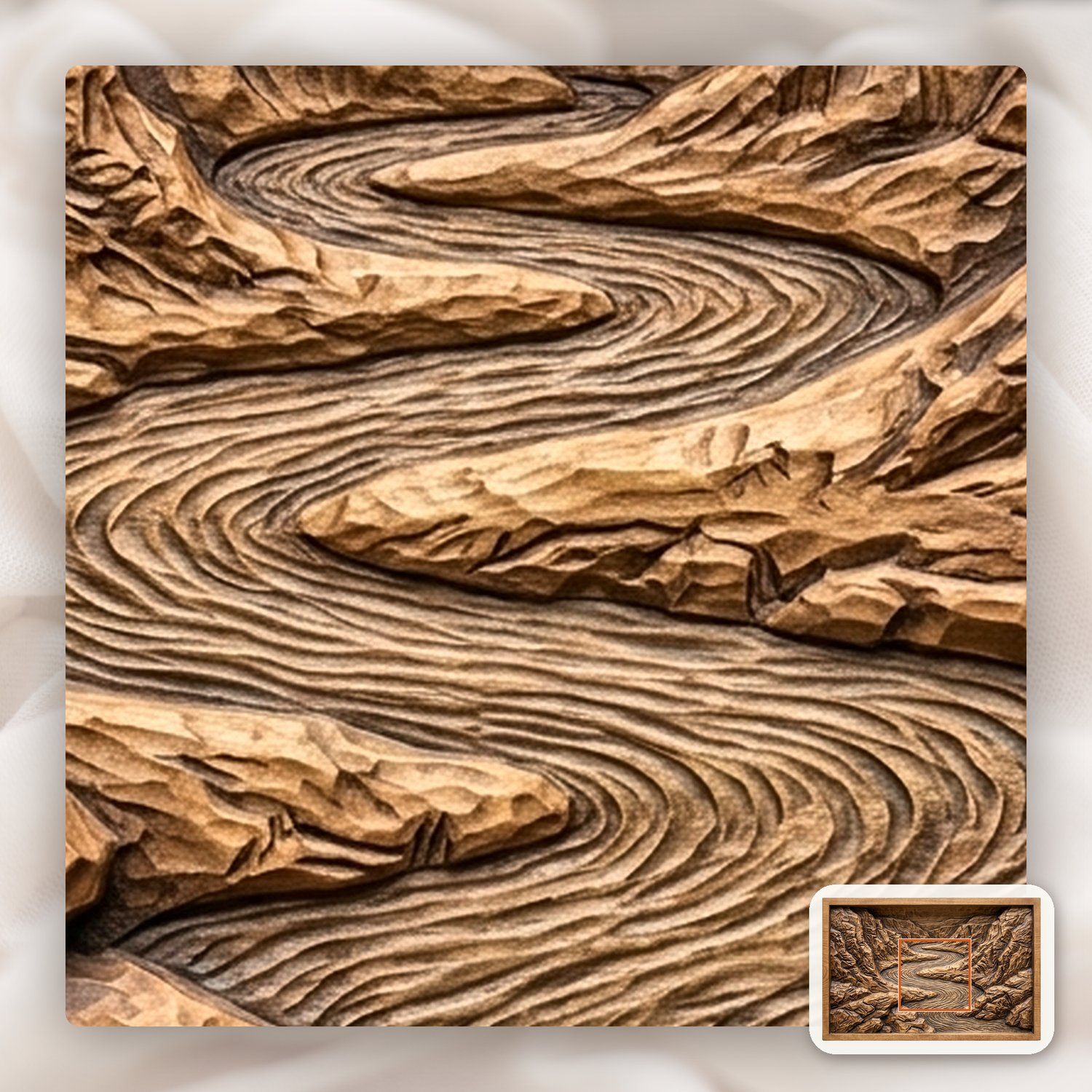 Winding River Valley Landscape CNC Relief STL bas-relief STL — view 10
