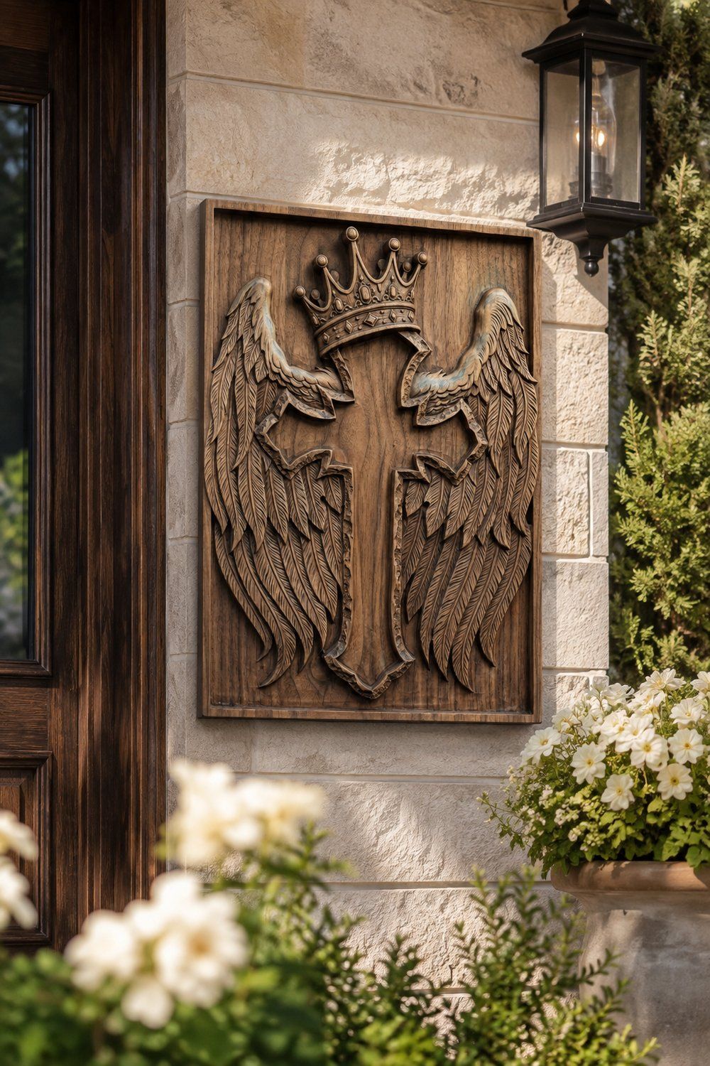 Winged Crowned Cross CNC Relief STL bas-relief STL — view 8
