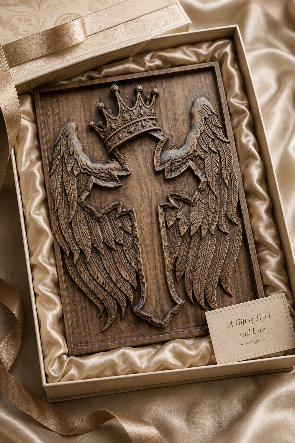 Winged Crowned Cross CNC Relief STL bas-relief STL — view 9