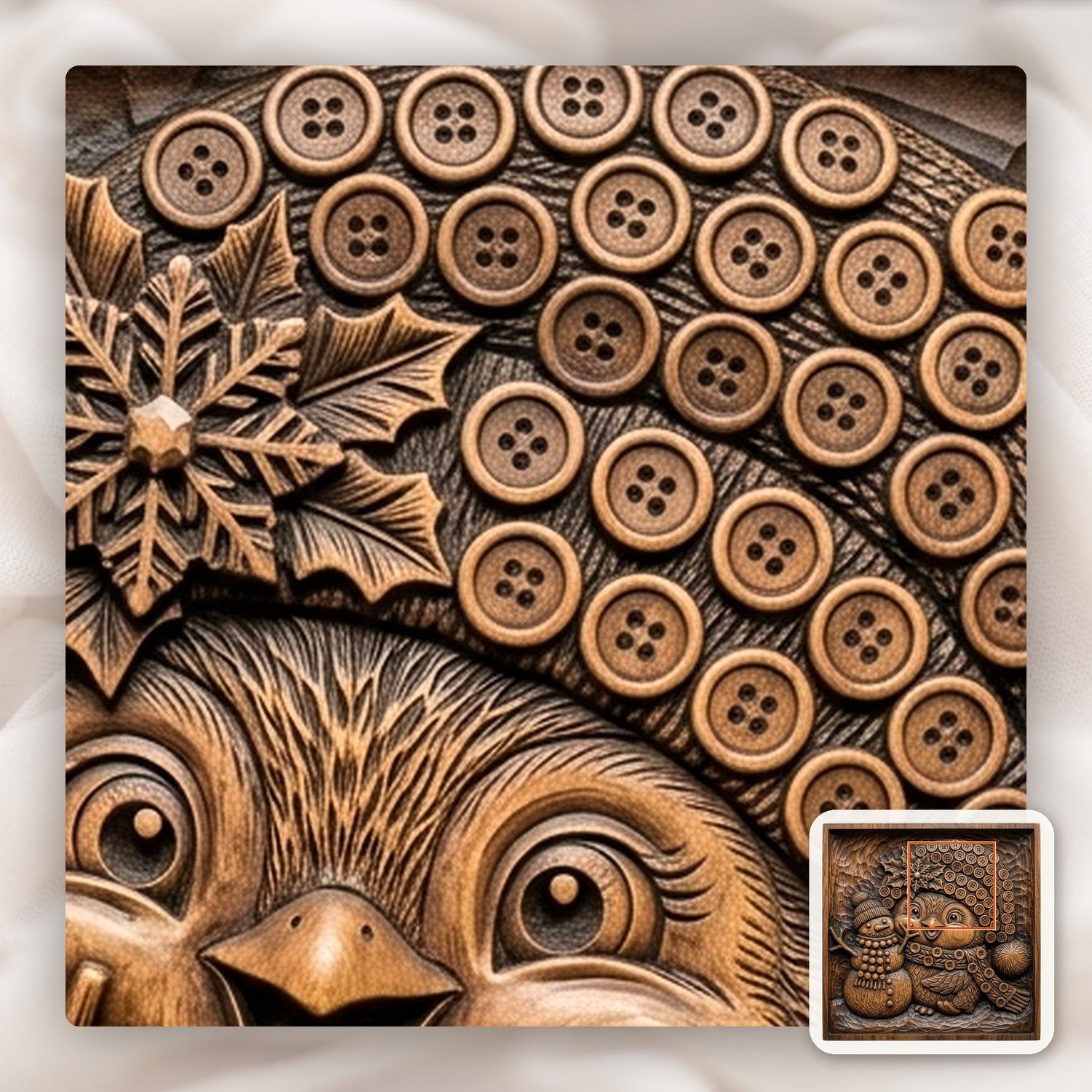 Winter Bird and Snowman CNC Relief STL bas-relief STL — view 11