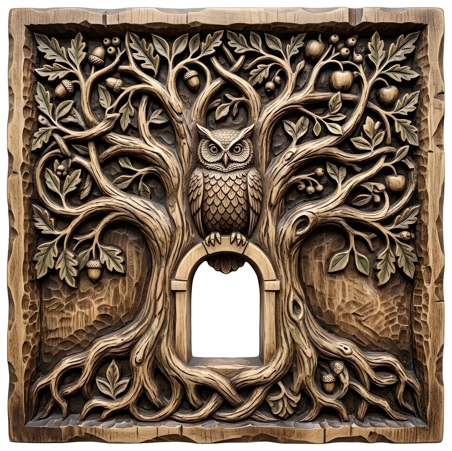 Wise Forest Owl Tree of Life CNC Relief STL bas-relief STL — view 3