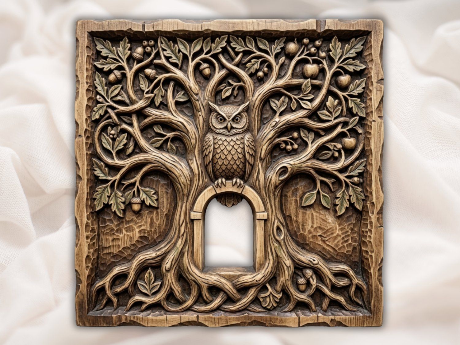 Wise Forest Owl Tree of Life CNC Relief STL bas-relief STL design