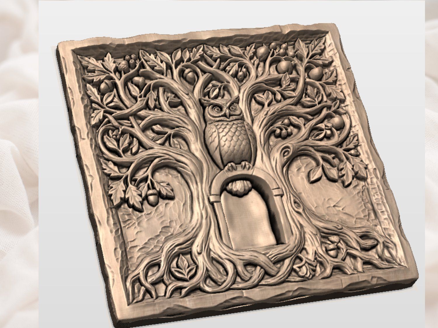 Wise Forest Owl Tree of Life CNC Relief STL bas-relief STL — view 4