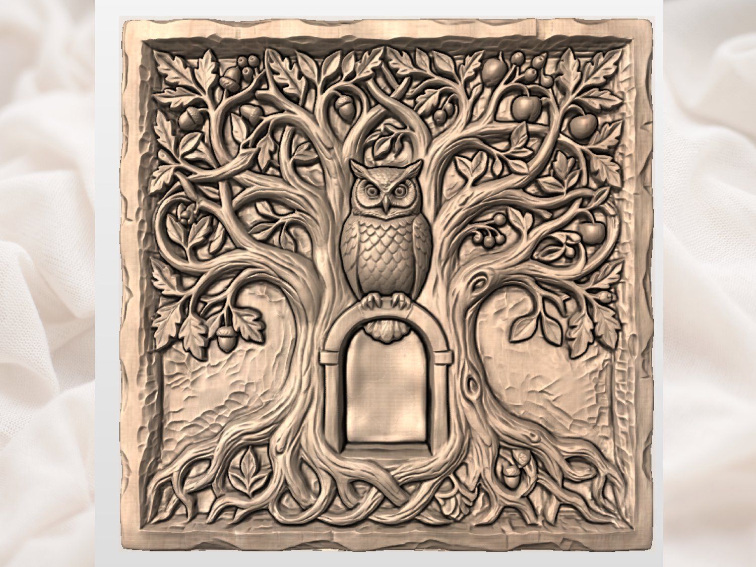 Wise Forest Owl Tree of Life CNC Relief STL bas-relief STL — view 5