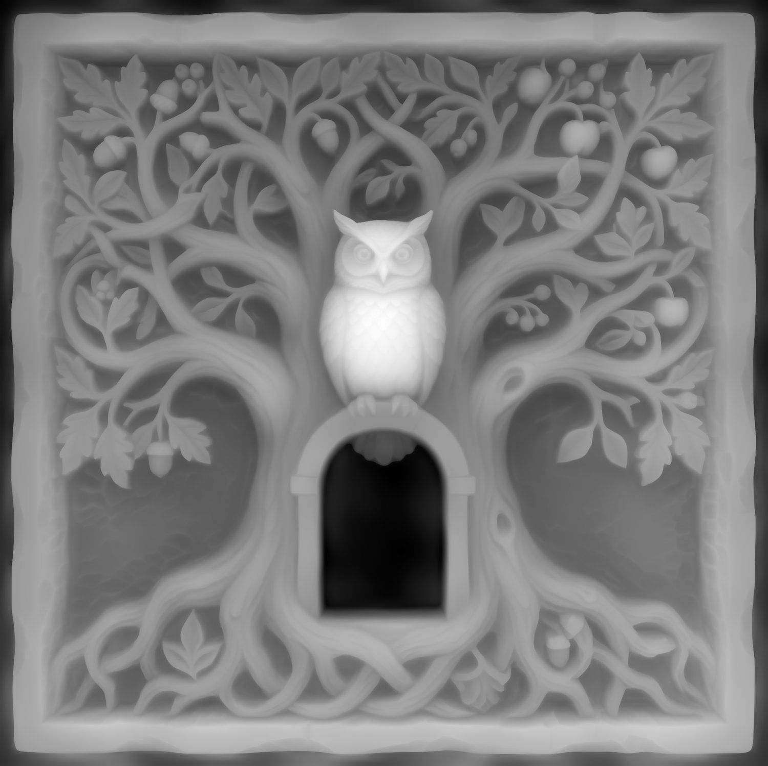 Wise Forest Owl Tree of Life CNC Relief STL bas-relief STL — view 6