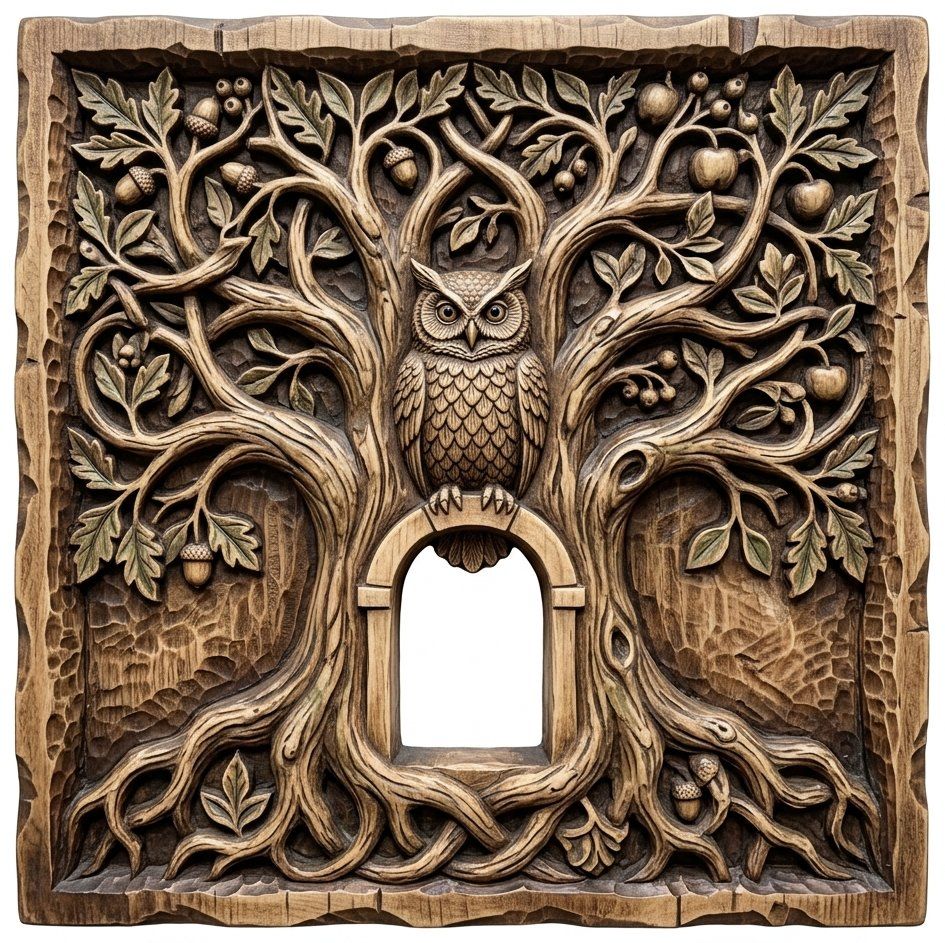 Wise Forest Owl Tree of Life CNC Relief STL bas-relief STL — view 7