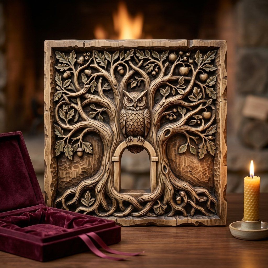 Wise Forest Owl Tree of Life CNC Relief STL bas-relief STL — view 8