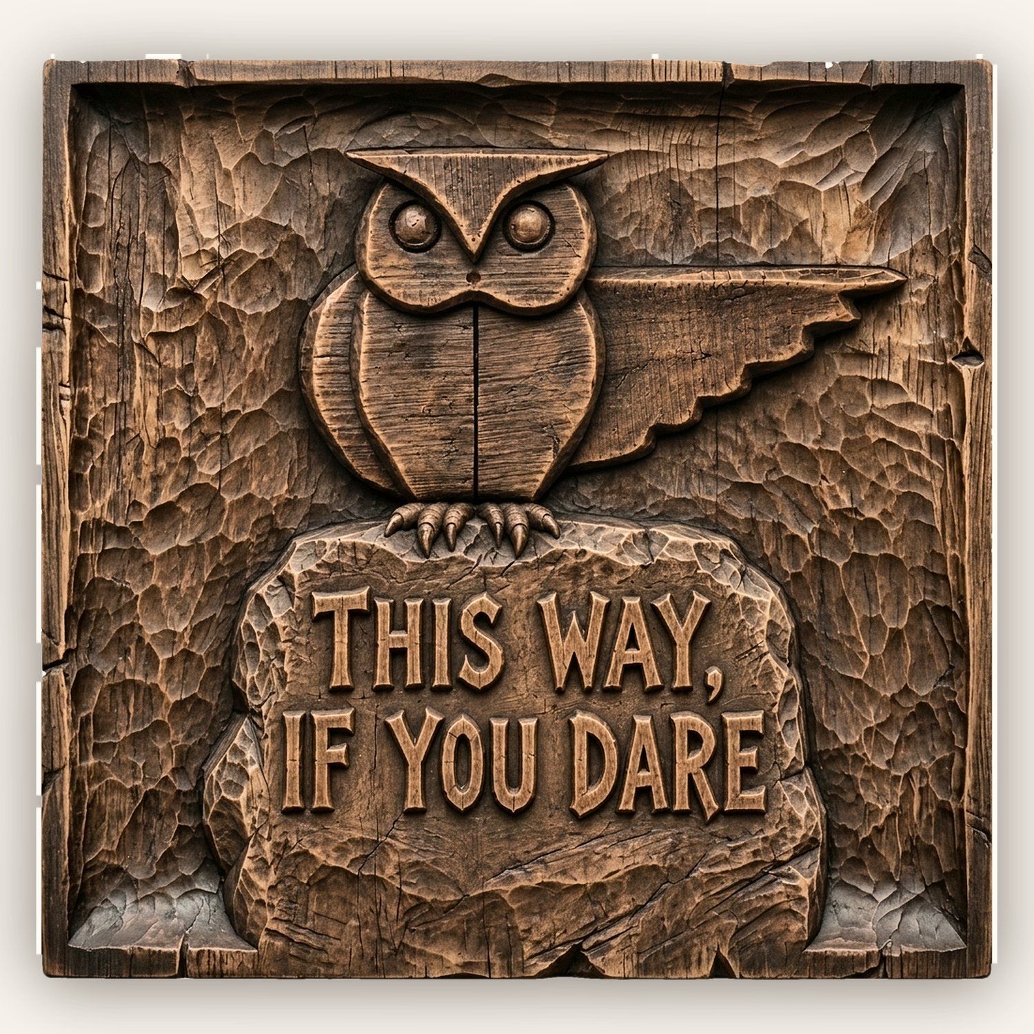 Wise Owl Garden Gate Directional Sign CNC Relief STL bas-relief STL design