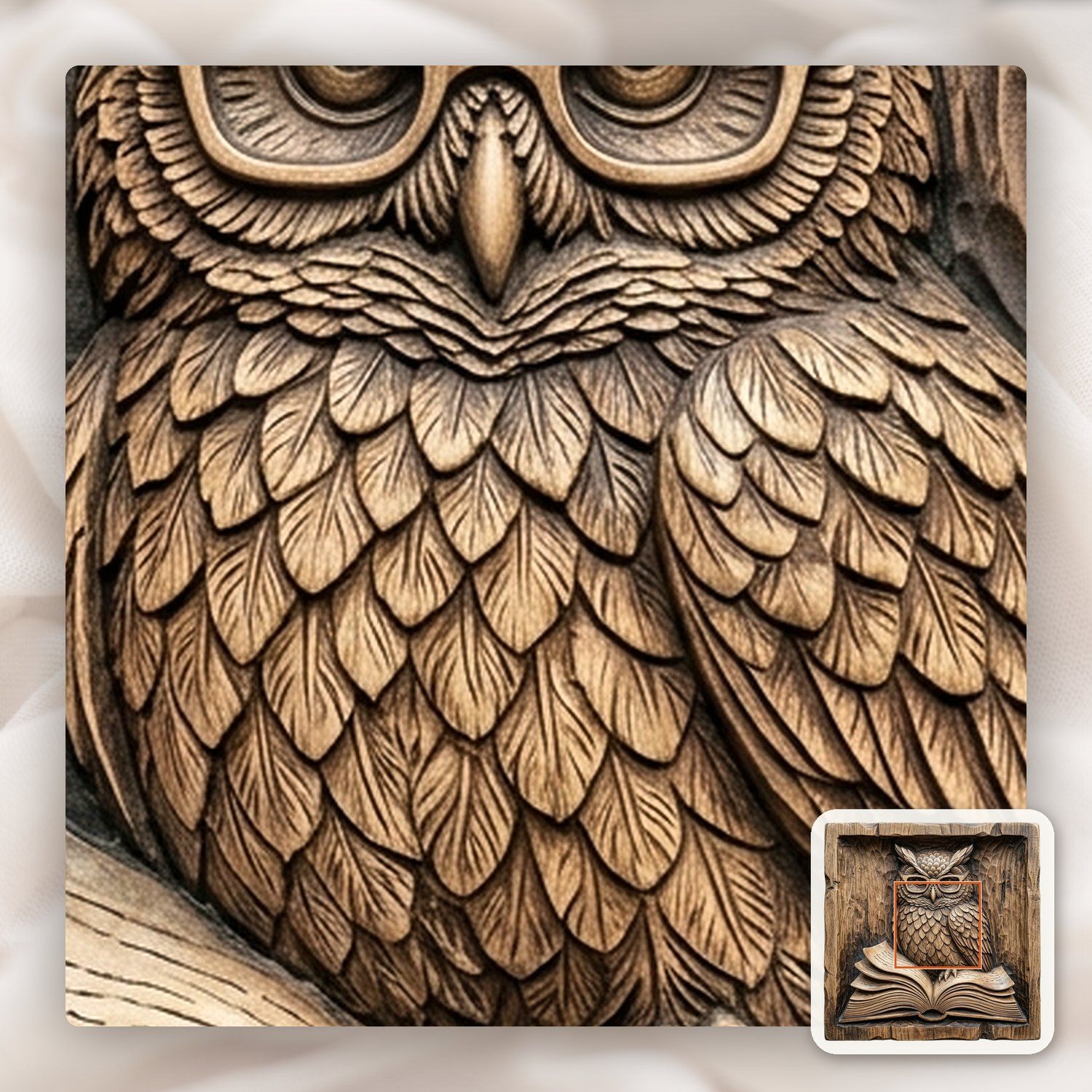 Wise Scholar Owl Reading Book CNC Relief STL bas-relief STL — view 12