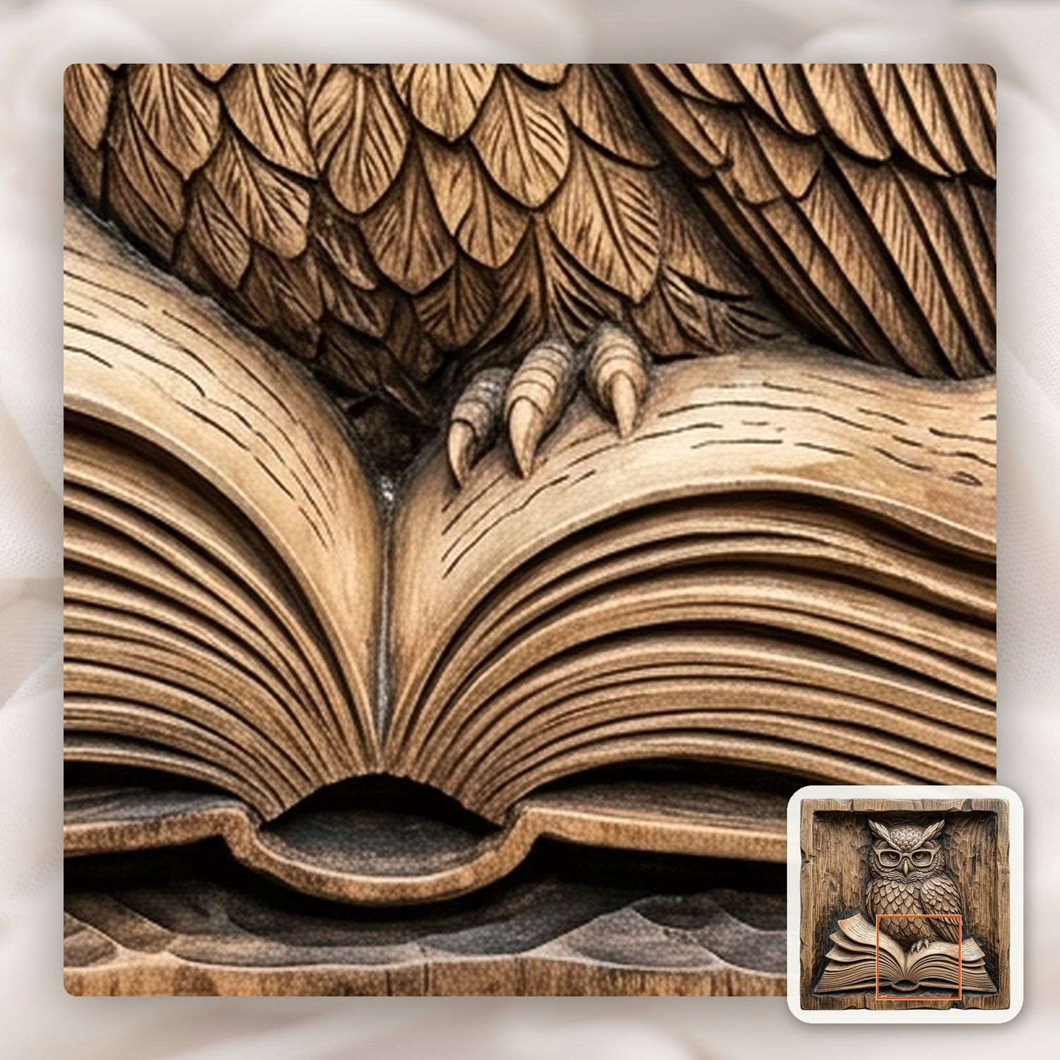 Wise Scholar Owl Reading Book CNC Relief STL bas-relief STL — view 13