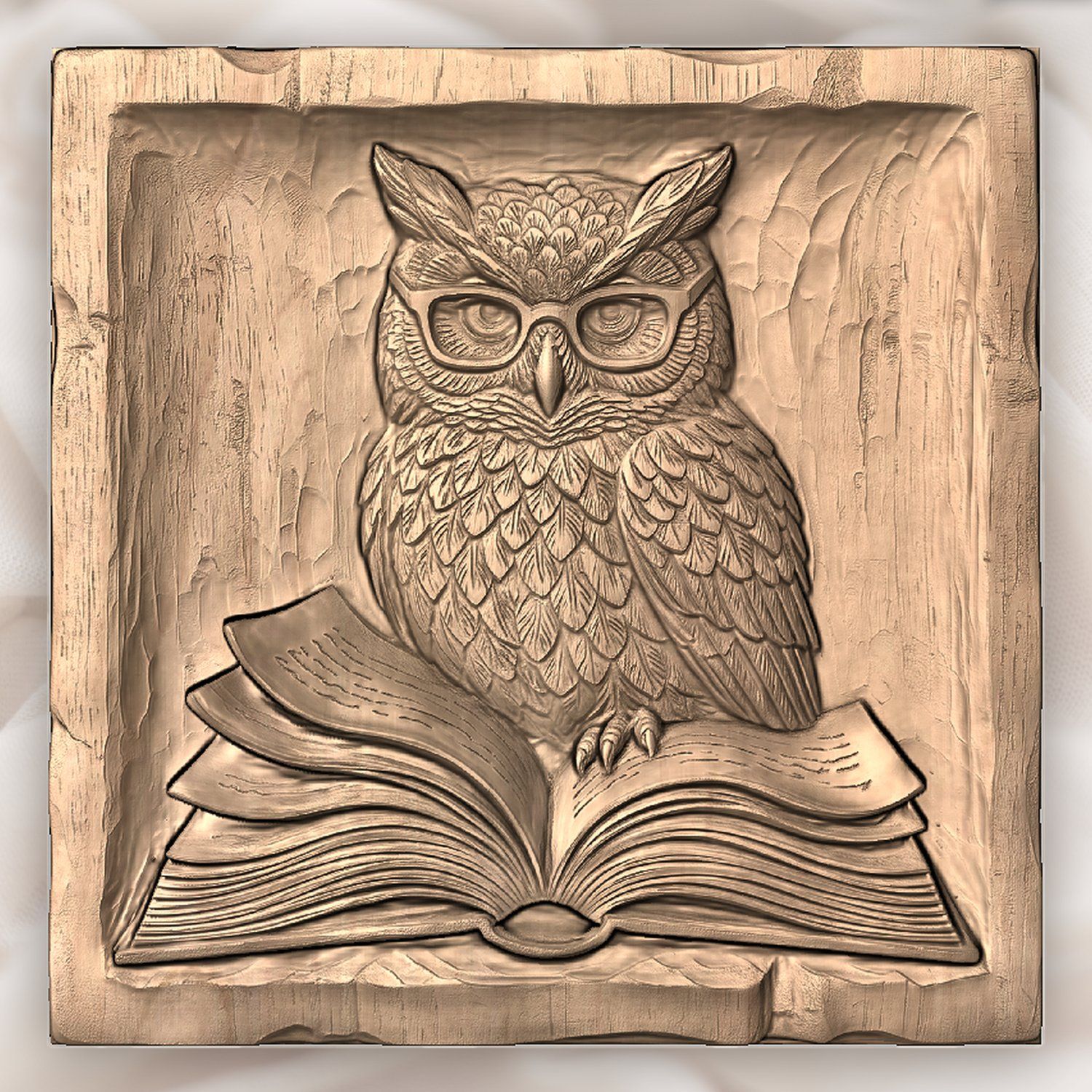 Wise Scholar Owl Reading Book CNC Relief STL bas-relief STL — view 4