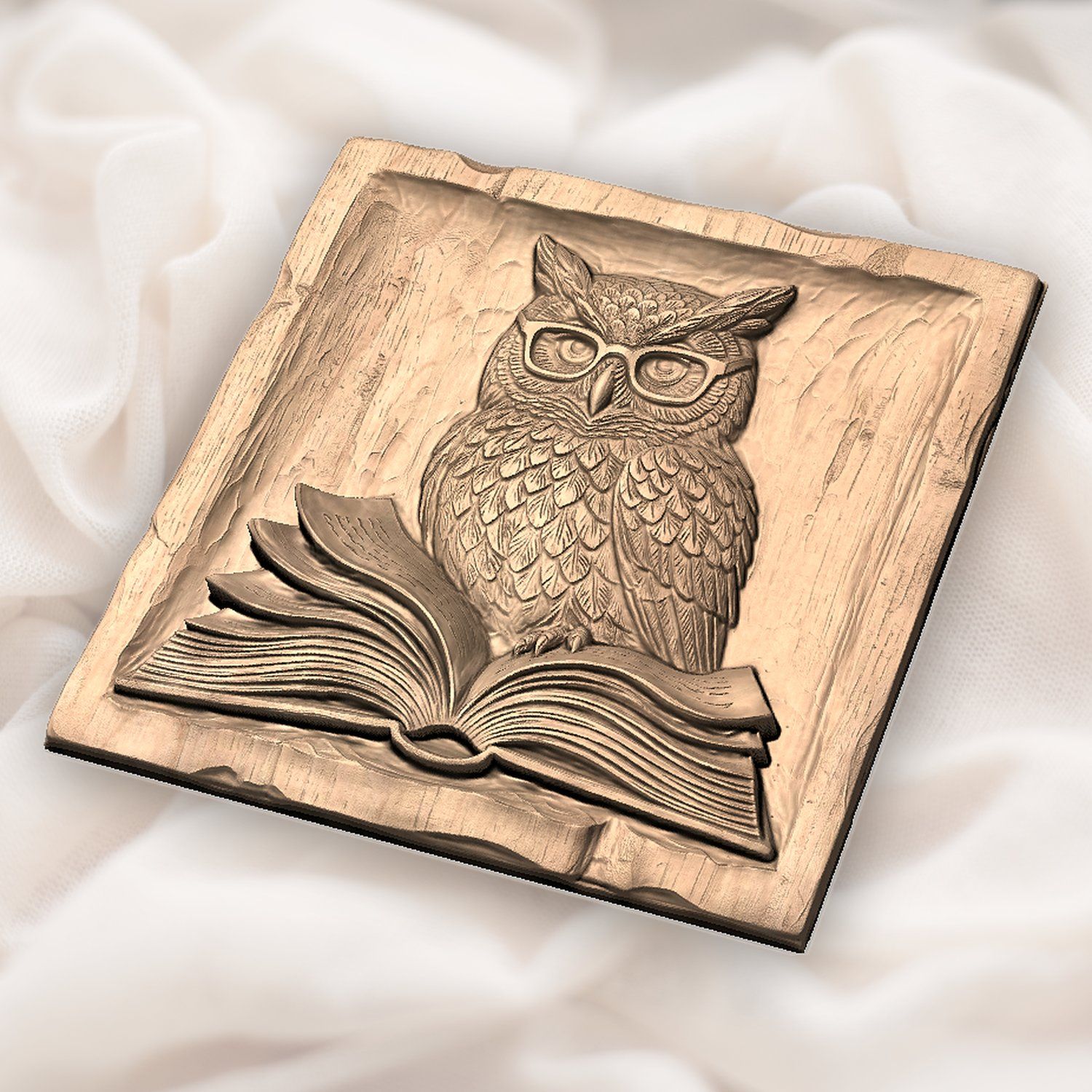 Wise Scholar Owl Reading Book CNC Relief STL bas-relief STL — view 5