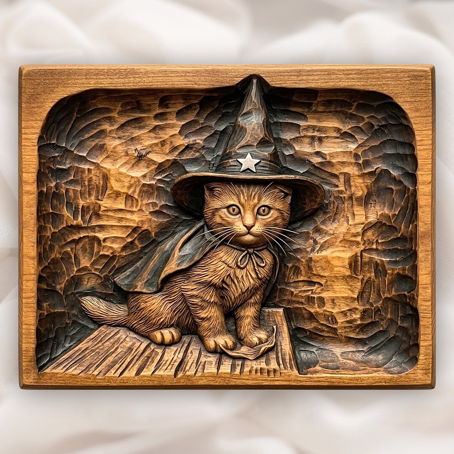 Witch Kitten Halloween Decor CNC Relief STL bas-relief STL design