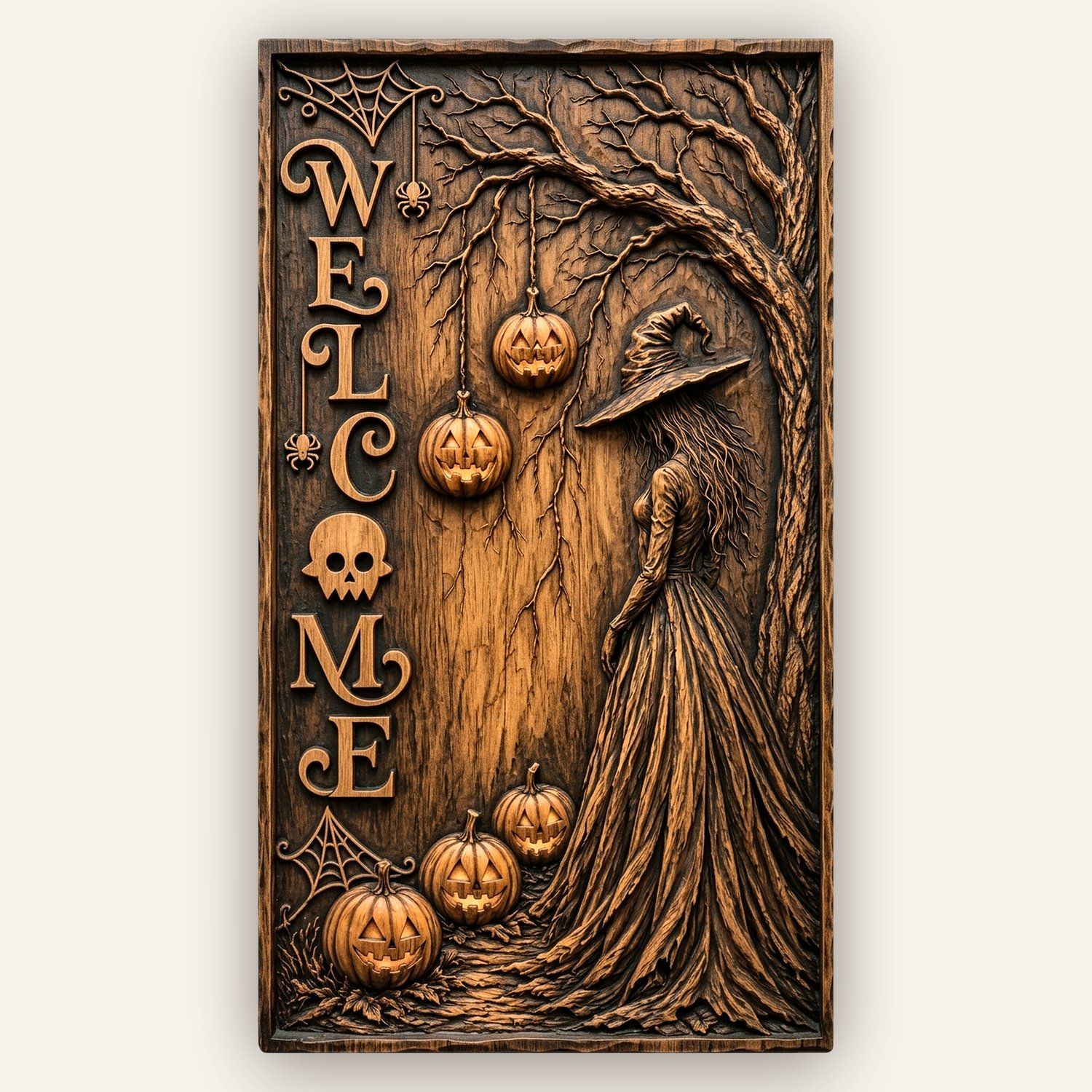 Witch Welcome Pumpkin CNC Relief STL bas-relief STL design