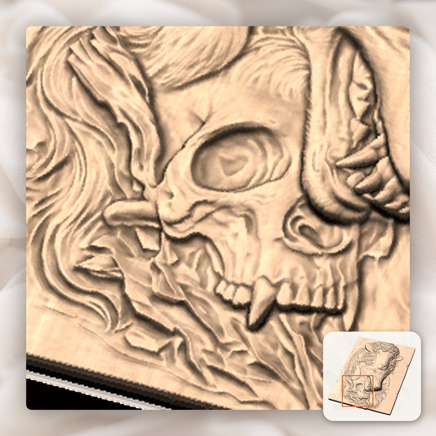 Wolf in Sheeps Clothing Skull CNC Relief STL bas-relief STL — view 8