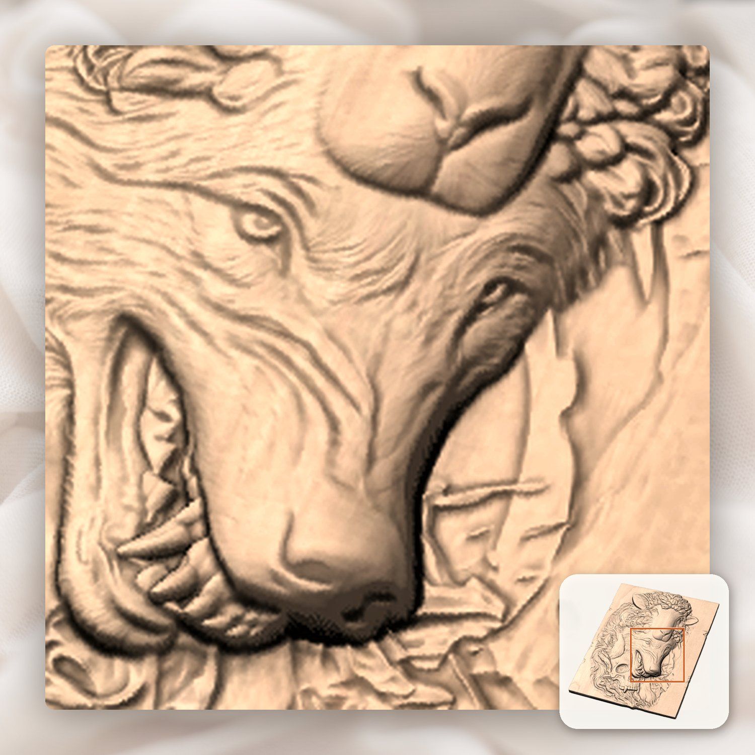 Wolf in Sheeps Clothing Skull CNC Relief STL bas-relief STL — view 9