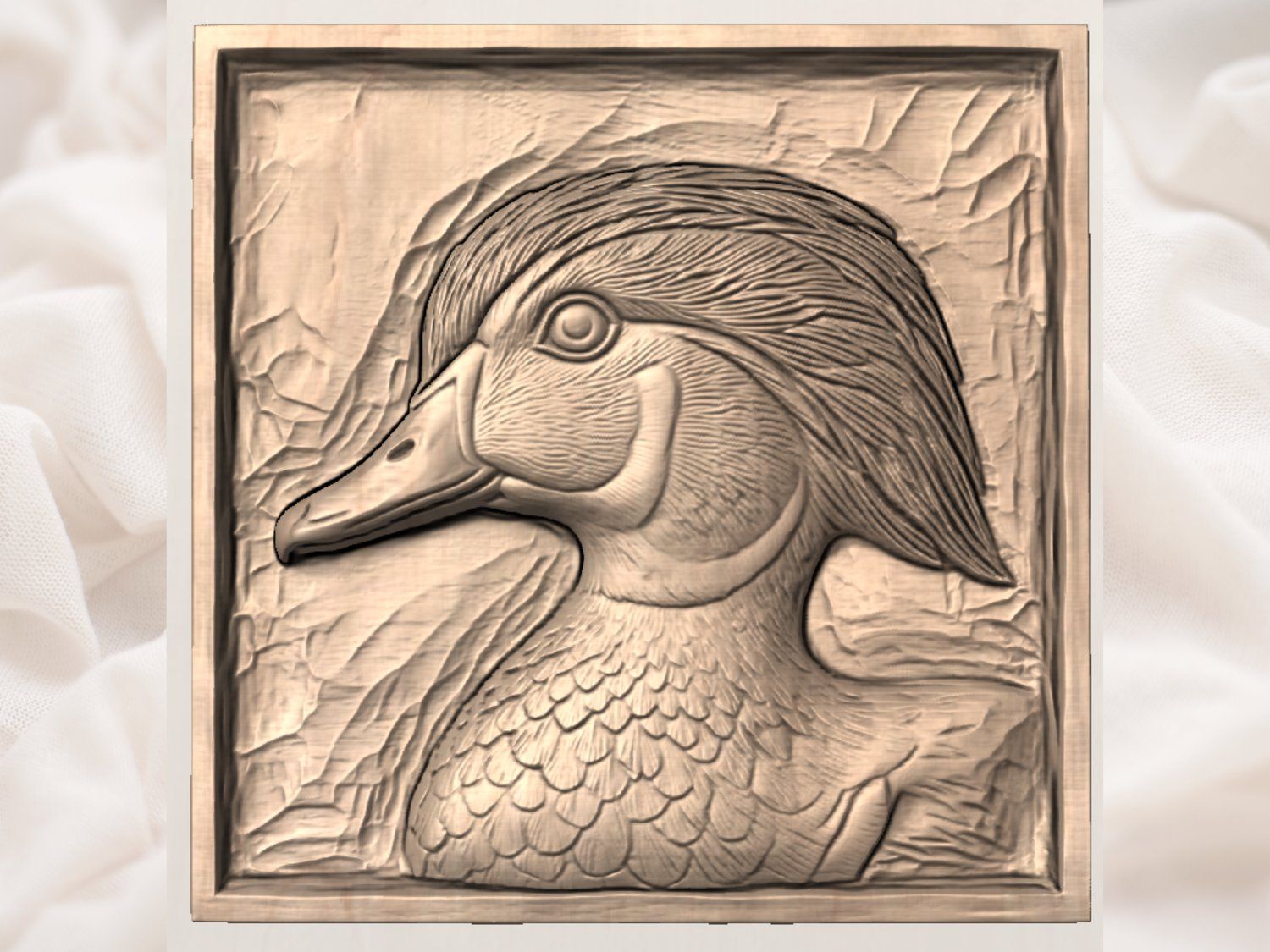 Wood Duck Wildlife Wall Art Panel bas-relief STL — view 4