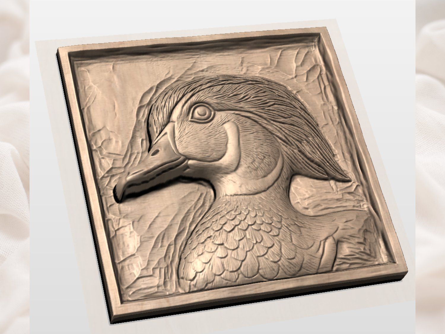 Wood Duck Wildlife Wall Art Panel bas-relief STL — view 5