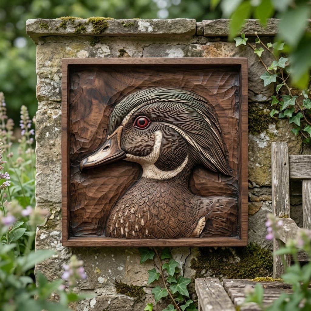 Wood Duck Wildlife Wall Art Panel bas-relief STL — view 7