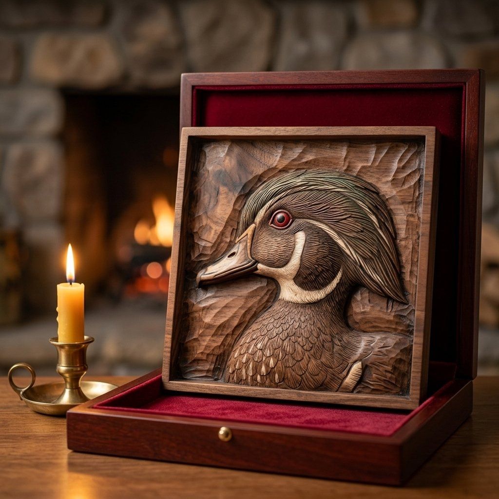 Wood Duck Wildlife Wall Art Panel bas-relief STL — view 8