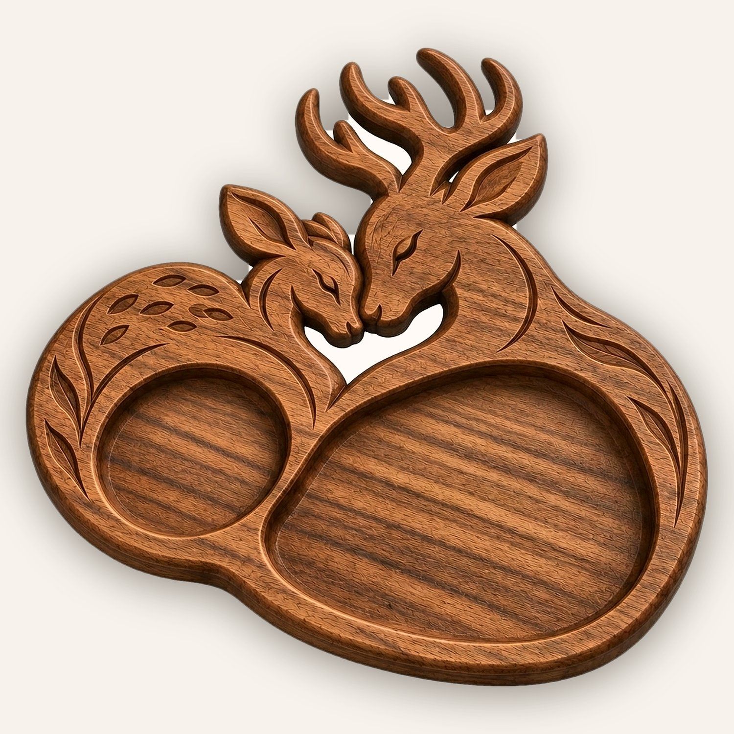 Woodland Buck and Doe Heart CNC Relief STL bas-relief STL design