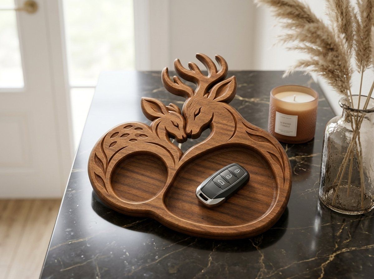 Woodland Buck and Doe Heart CNC Relief STL bas-relief STL — view 14