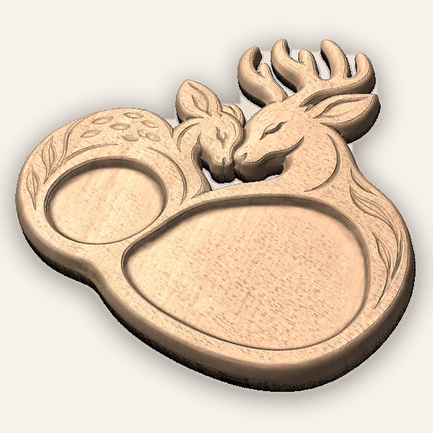 Woodland Buck and Doe Heart CNC Relief STL bas-relief STL — view 5