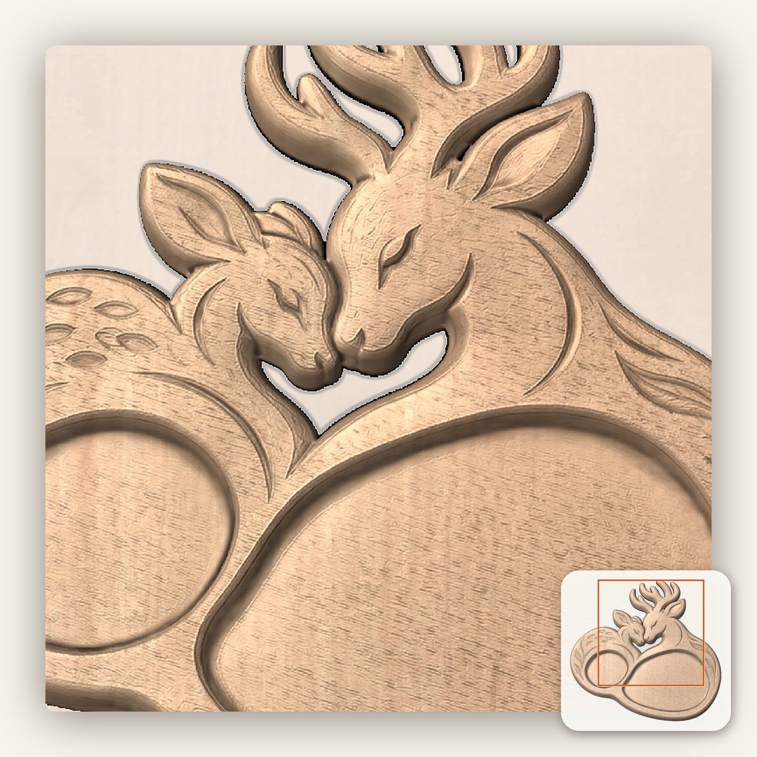Woodland Buck and Doe Heart CNC Relief STL bas-relief STL — view 6