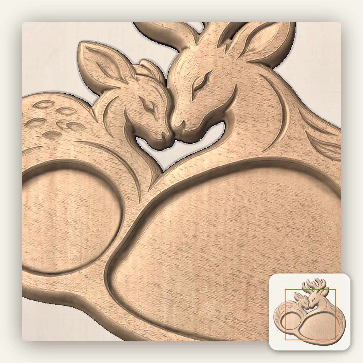 Woodland Buck and Doe Heart CNC Relief STL bas-relief STL — view 7