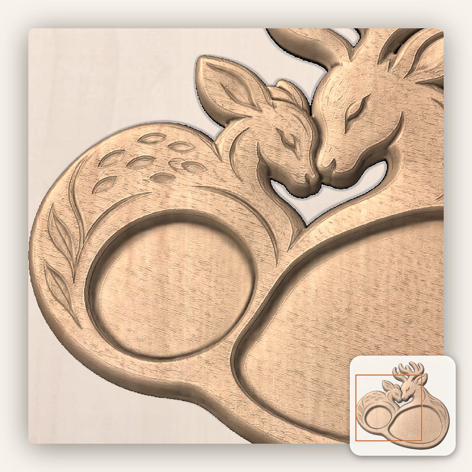 Woodland Buck and Doe Heart CNC Relief STL bas-relief STL — view 8
