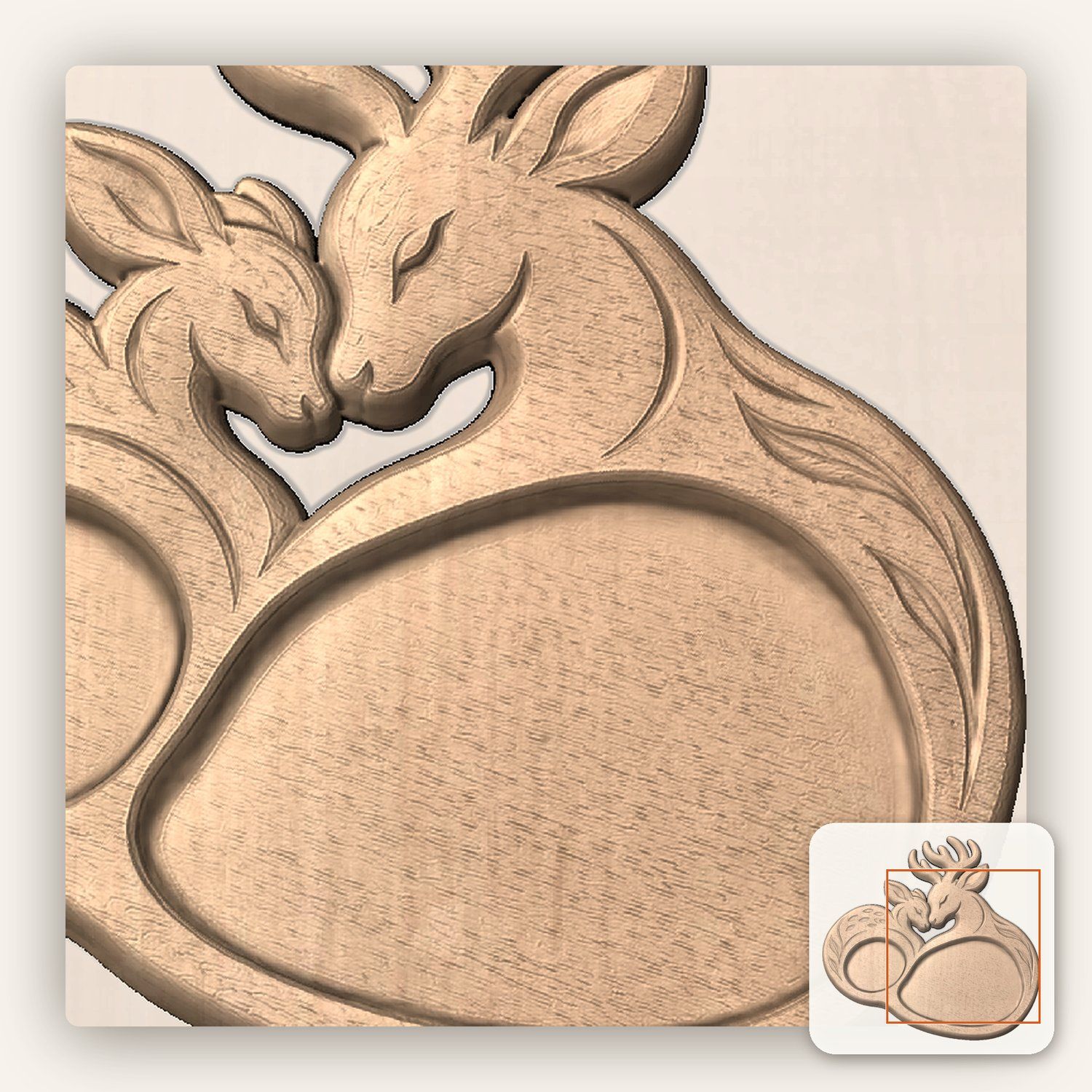 Woodland Buck and Doe Heart CNC Relief STL bas-relief STL — view 9