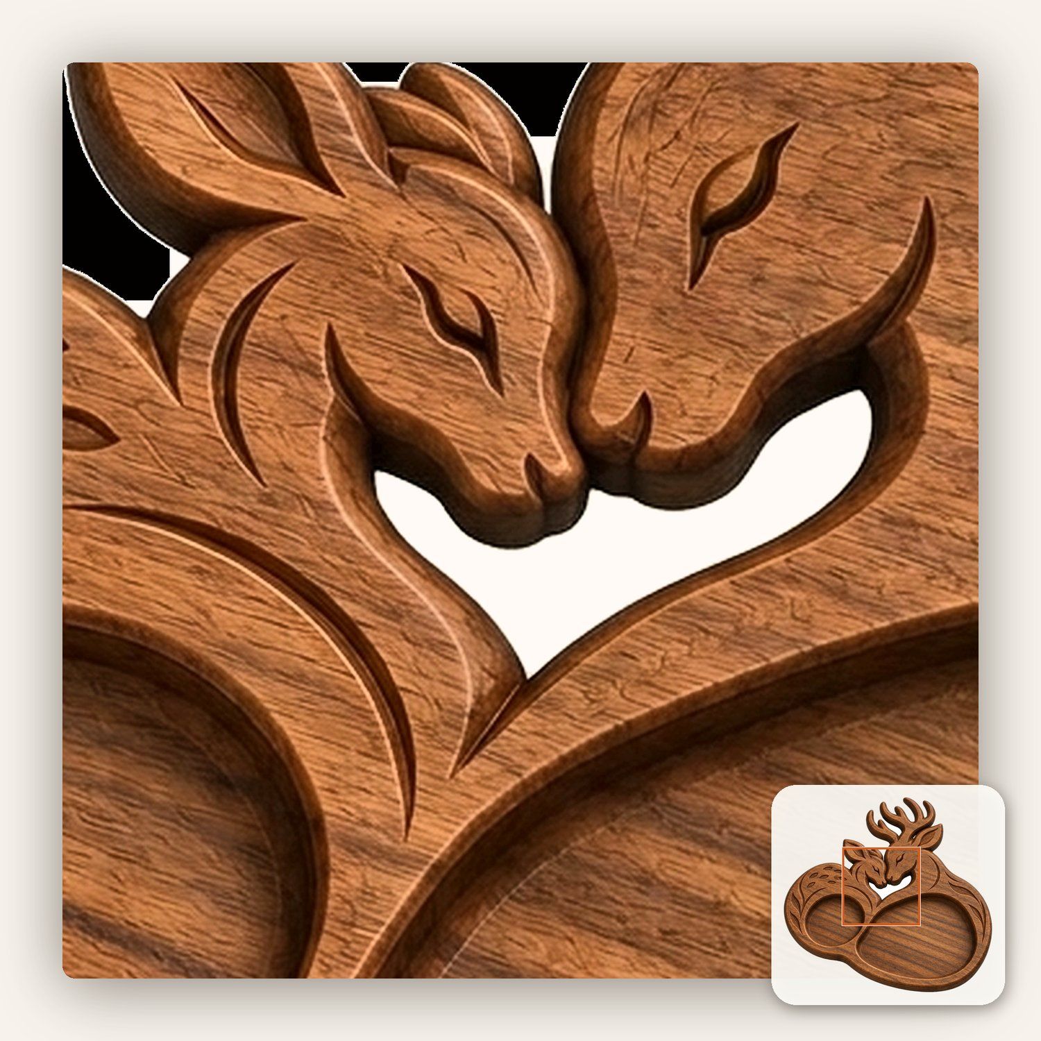 Woodland Buck and Doe Heart CNC Relief STL bas-relief STL — view 10