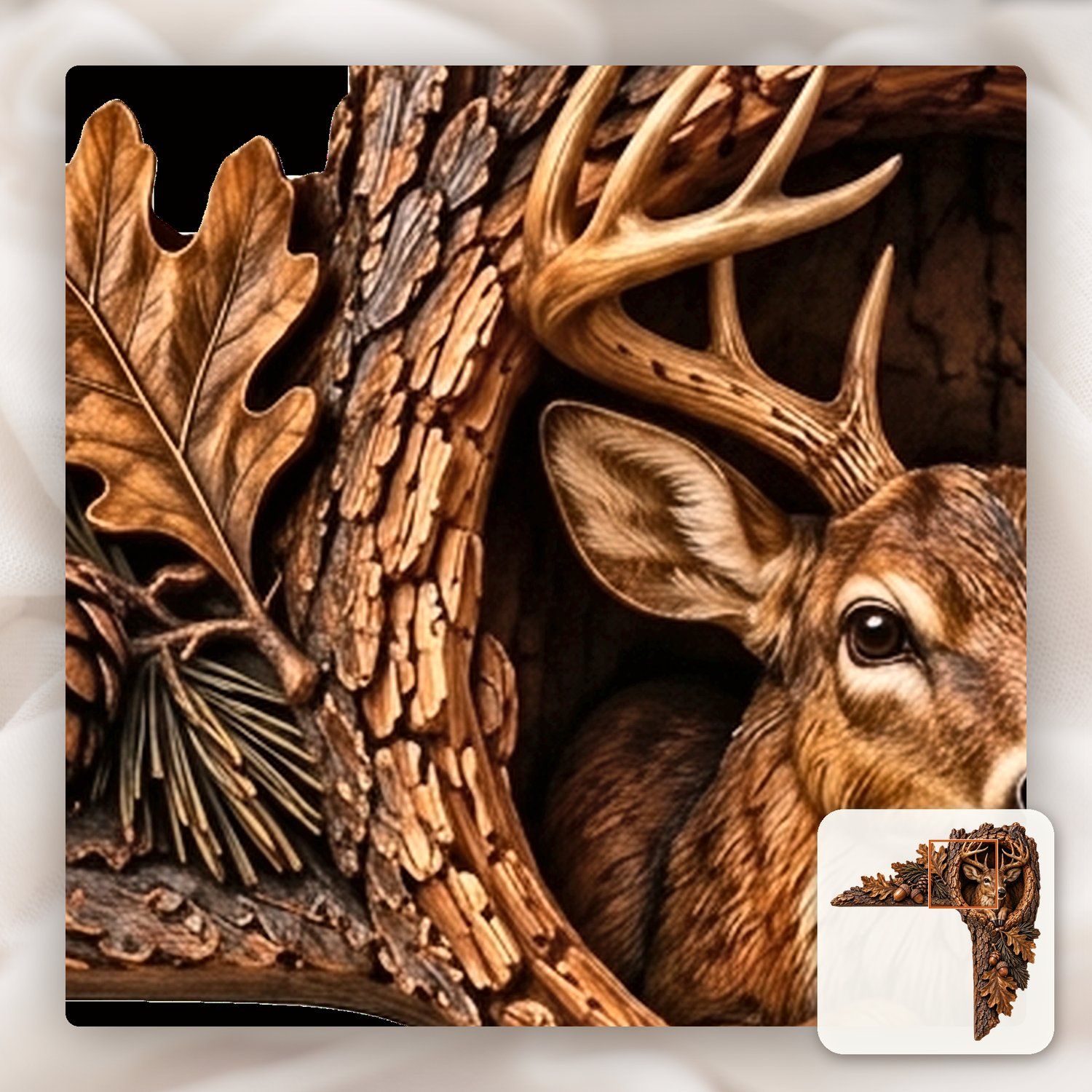 Woodland Deer Buck Corner Ornament CNC Relief STL bas-relief STL — view 12
