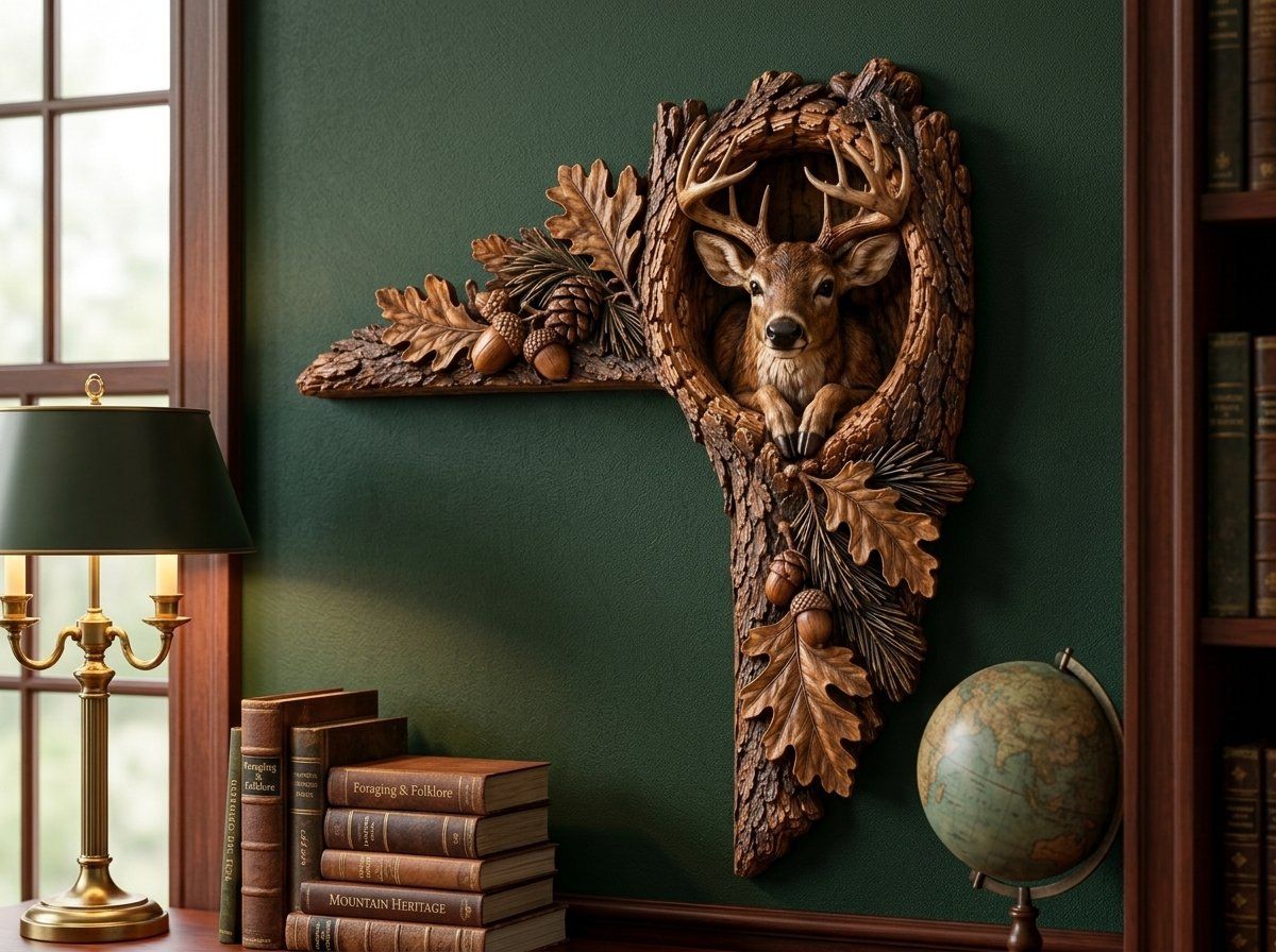 Woodland Deer Buck Corner Ornament CNC Relief STL bas-relief STL — view 15