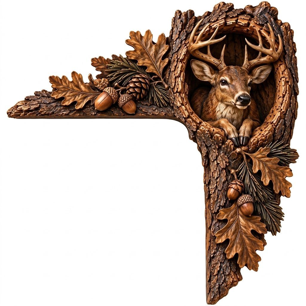 Woodland Deer Buck Corner Ornament CNC Relief STL bas-relief STL — view 4