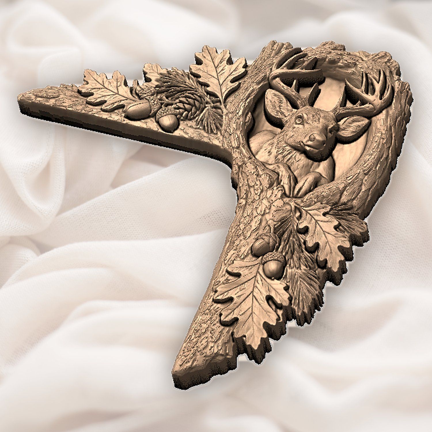 Woodland Deer Buck Corner Ornament CNC Relief STL bas-relief STL — view 6