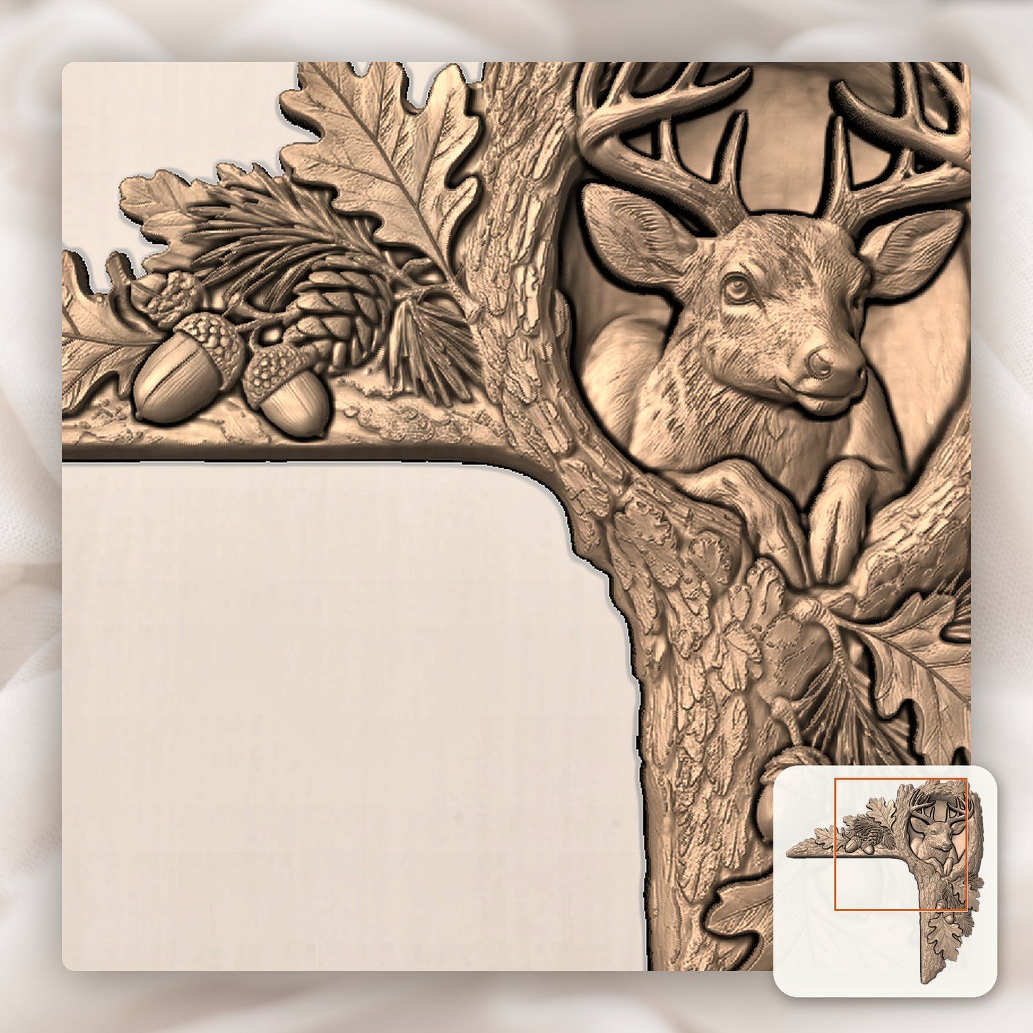 Woodland Deer Buck Corner Ornament CNC Relief STL bas-relief STL — view 7