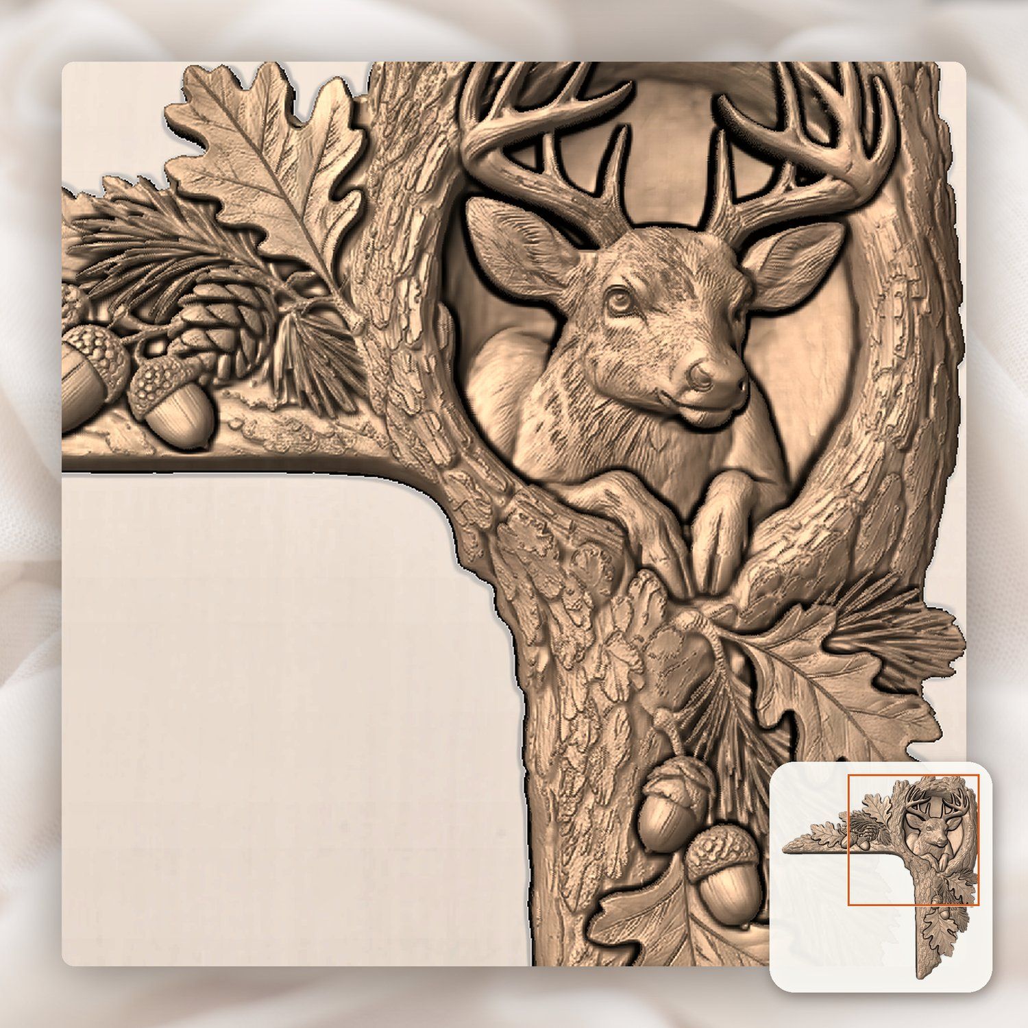 Woodland Deer Buck Corner Ornament CNC Relief STL bas-relief STL — view 8