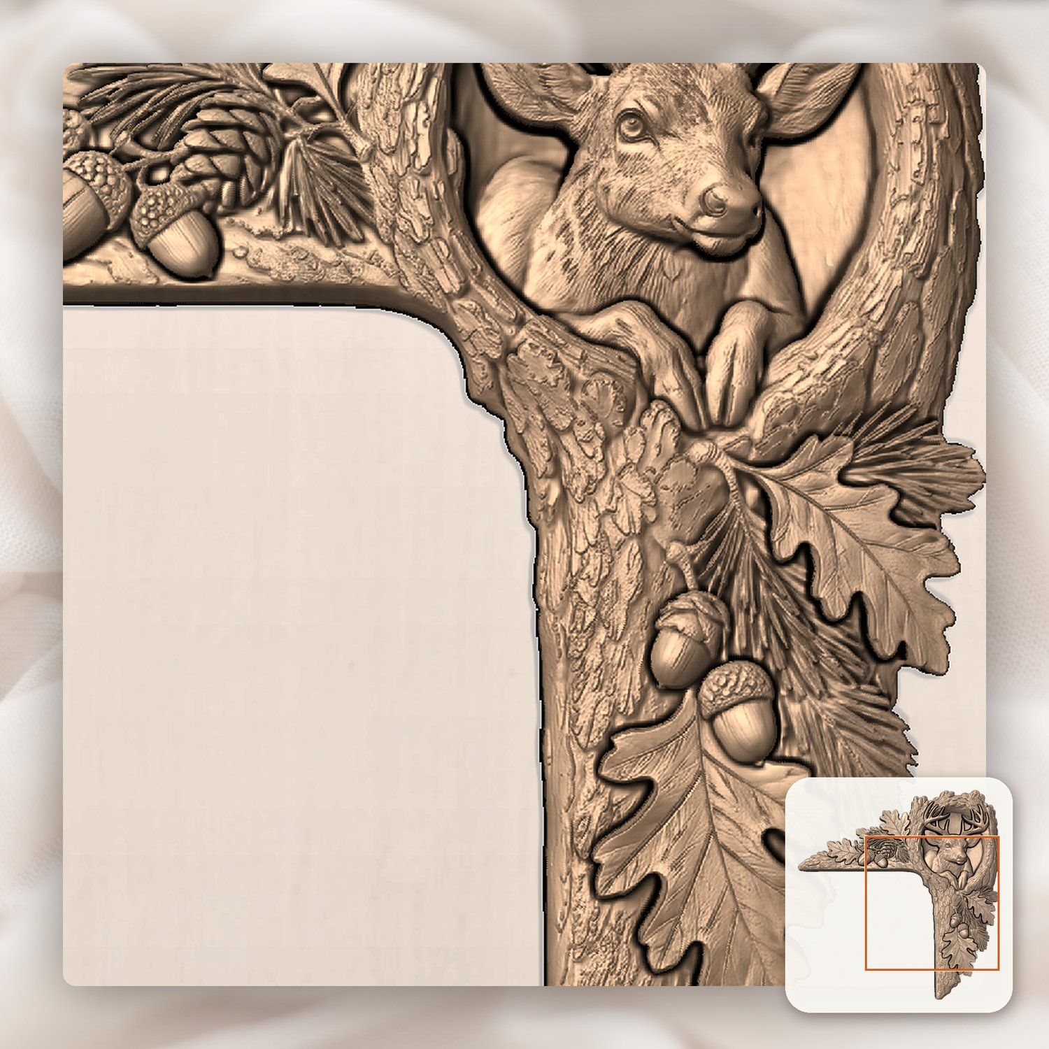 Woodland Deer Buck Corner Ornament CNC Relief STL bas-relief STL — view 9