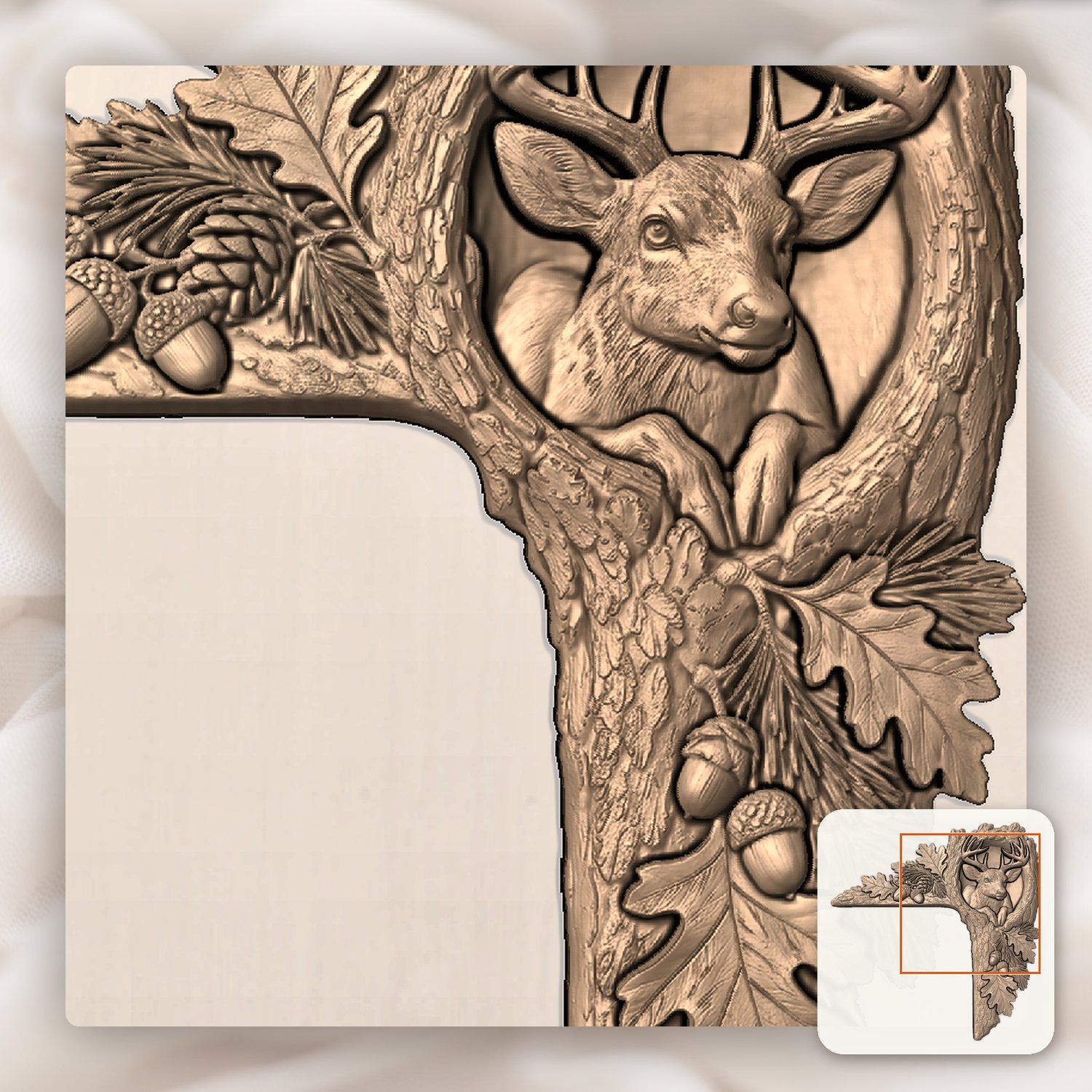 Woodland Deer Buck Corner Ornament CNC Relief STL bas-relief STL — view 10