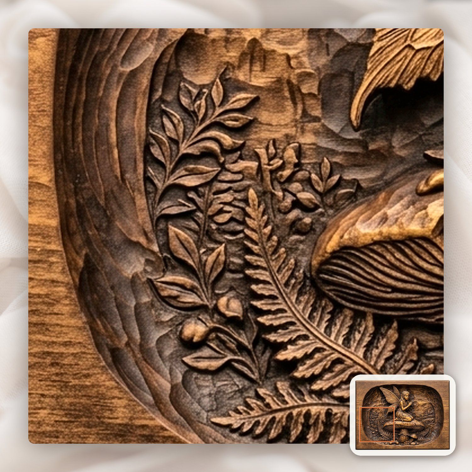 Woodland Fairy Kneeling on Mushroom CNC Relief STL bas-relief STL — view 12