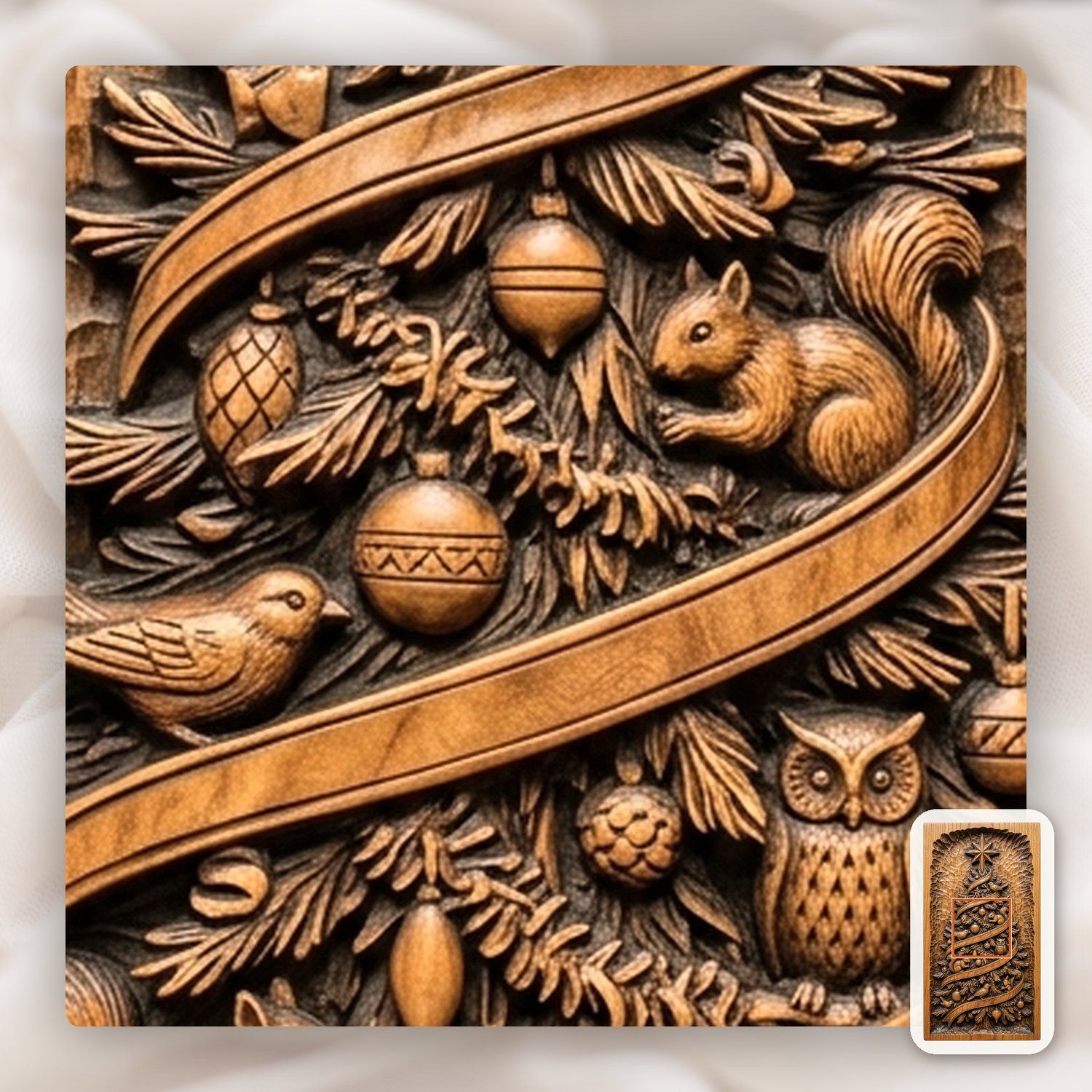 Woodland Forest Christmas Tree with Animals CNC Relief STL bas-relief STL — view 11